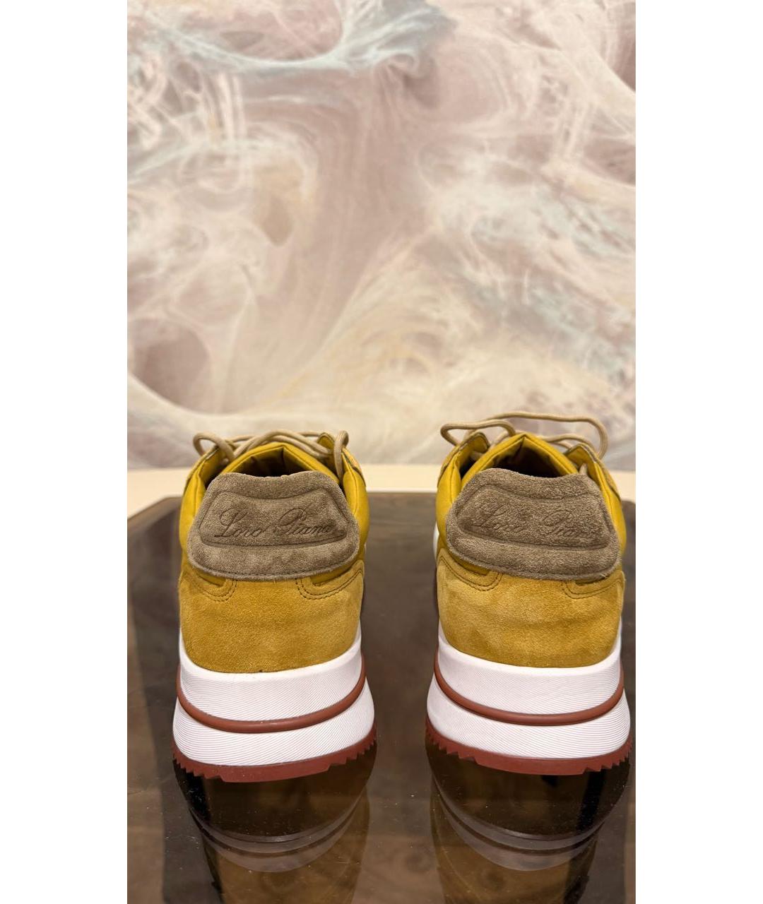 LORO PIANA Горчичные замшевые низкие кроссовки / кеды, фото 3