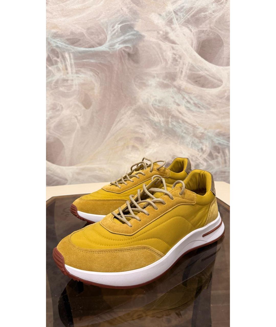 LORO PIANA Горчичные замшевые низкие кроссовки / кеды, фото 5