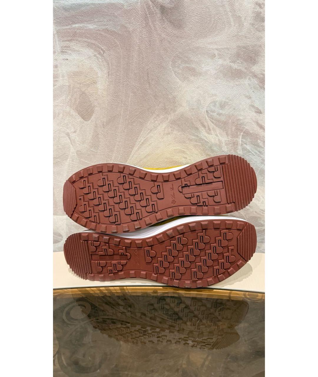 LORO PIANA Горчичные замшевые низкие кроссовки / кеды, фото 7