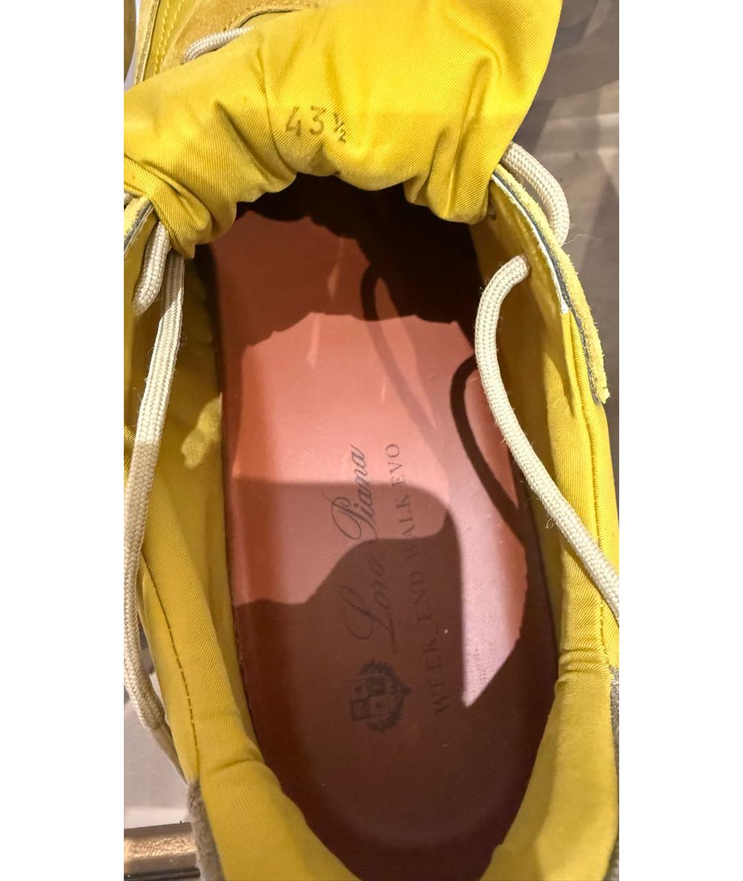 LORO PIANA Горчичные замшевые низкие кроссовки / кеды, фото 6