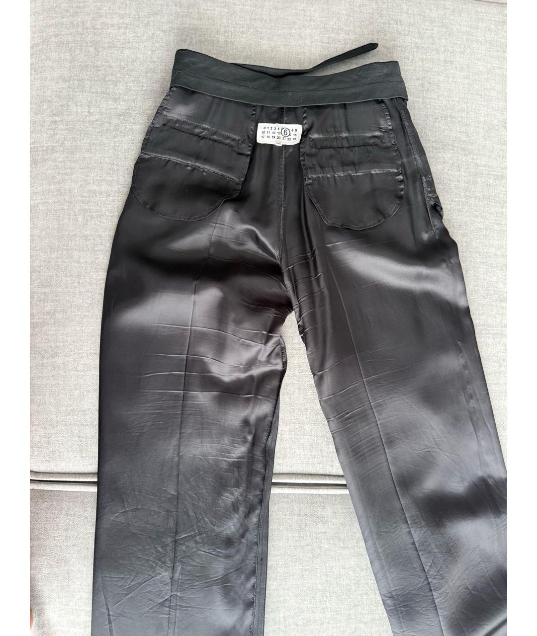 MM6 MAISON MARGIELA Черные шерстяные прямые брюки, фото 3