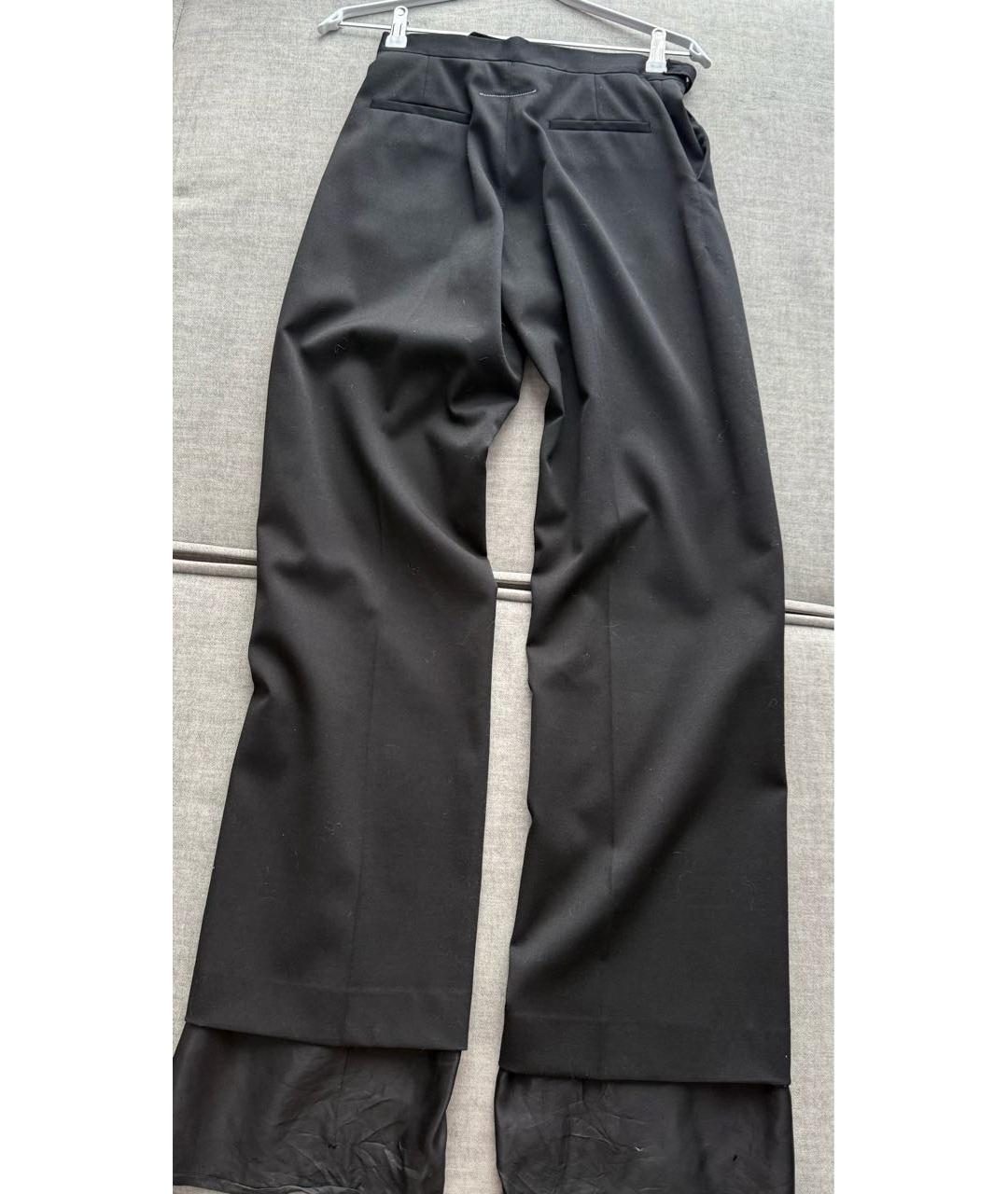 MM6 MAISON MARGIELA Черные шерстяные прямые брюки, фото 2
