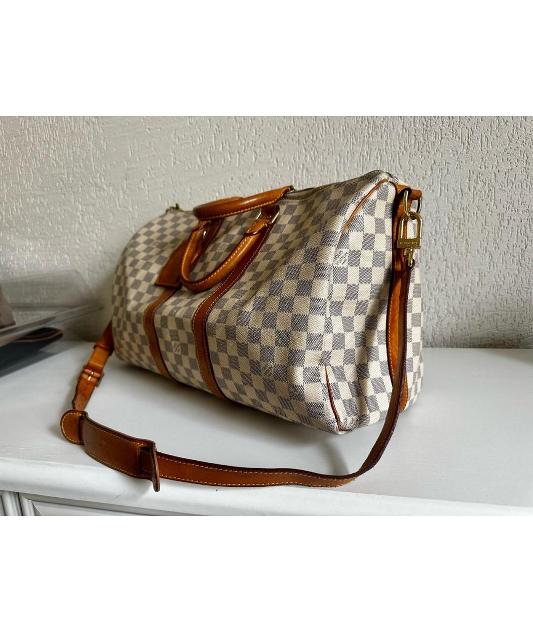 LOUIS VUITTON Белая кожаная дорожная/спортивная сумка, фото 3