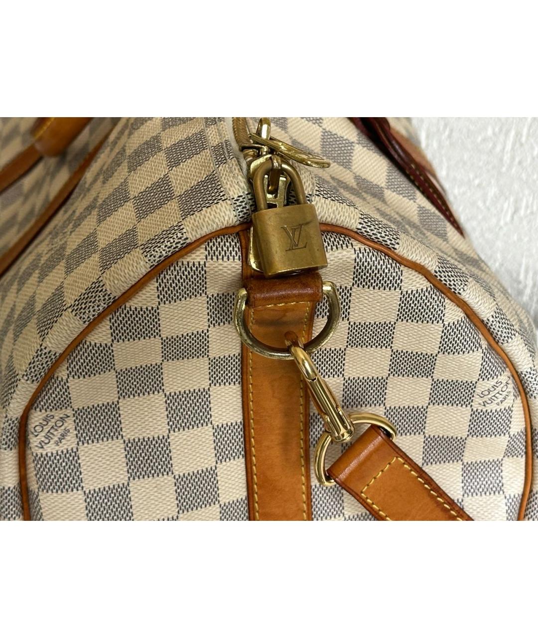 LOUIS VUITTON Белая кожаная дорожная/спортивная сумка, фото 6