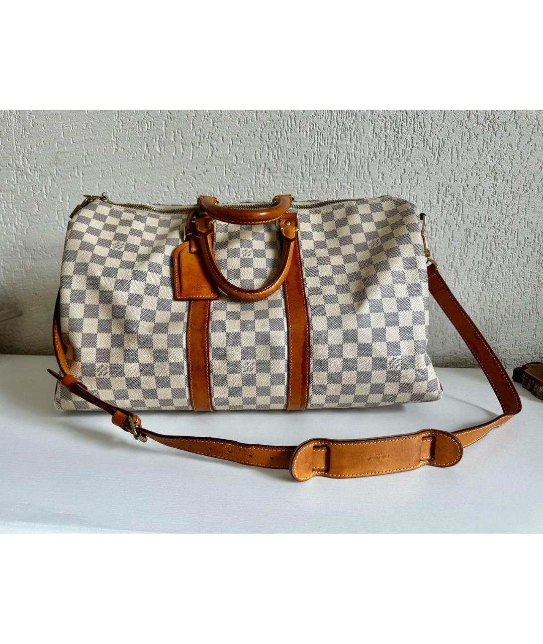 LOUIS VUITTON Белая кожаная дорожная/спортивная сумка, фото 7