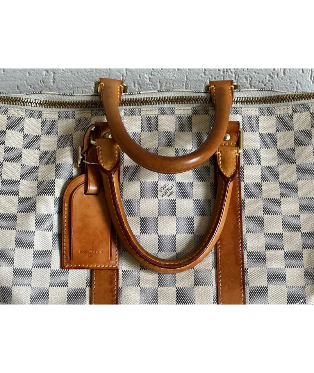 LOUIS VUITTON Белая кожаная дорожная/спортивная сумка, фото 5