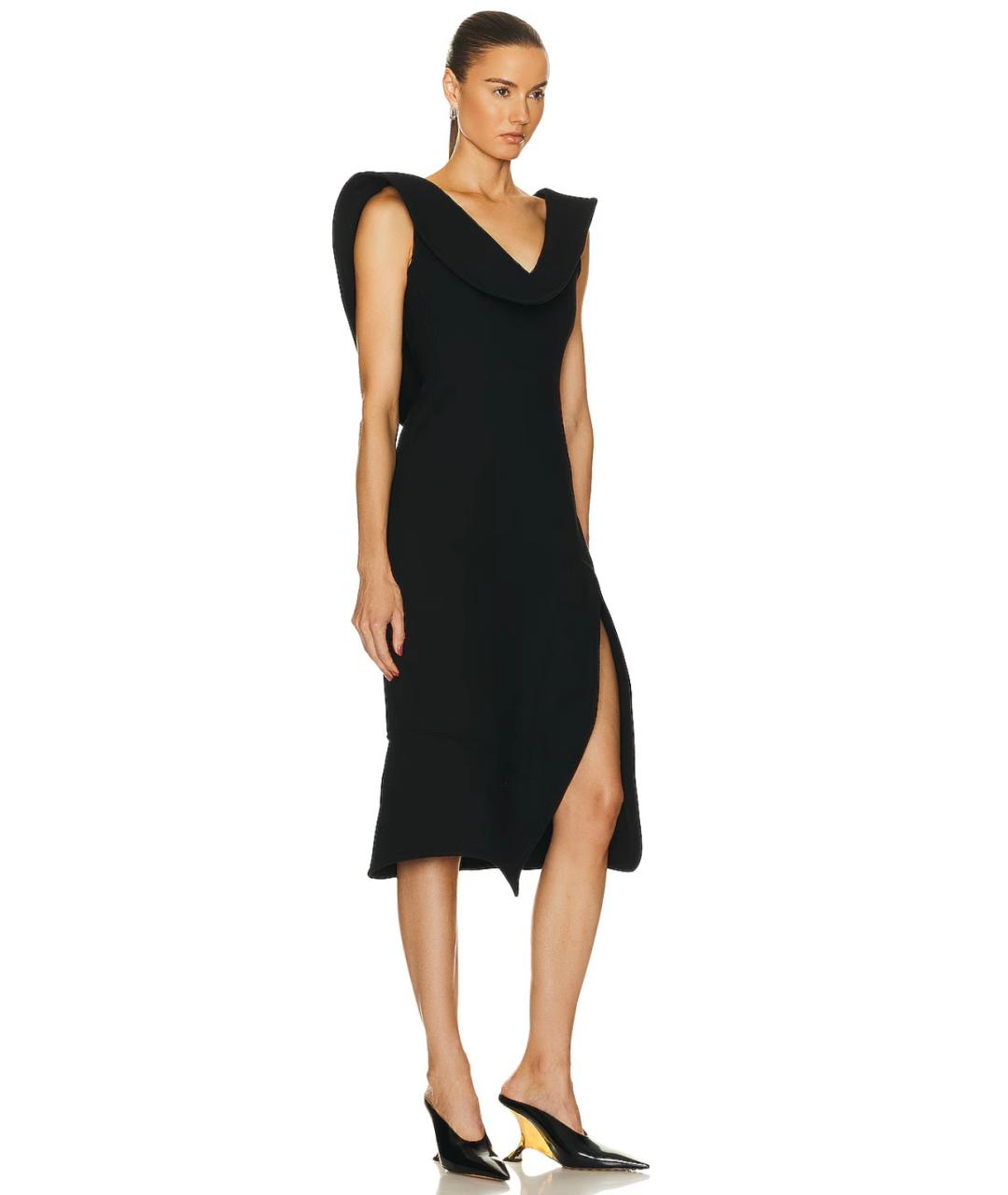 BOTTEGA VENETA Черное вискозное коктейльное платье, фото 3