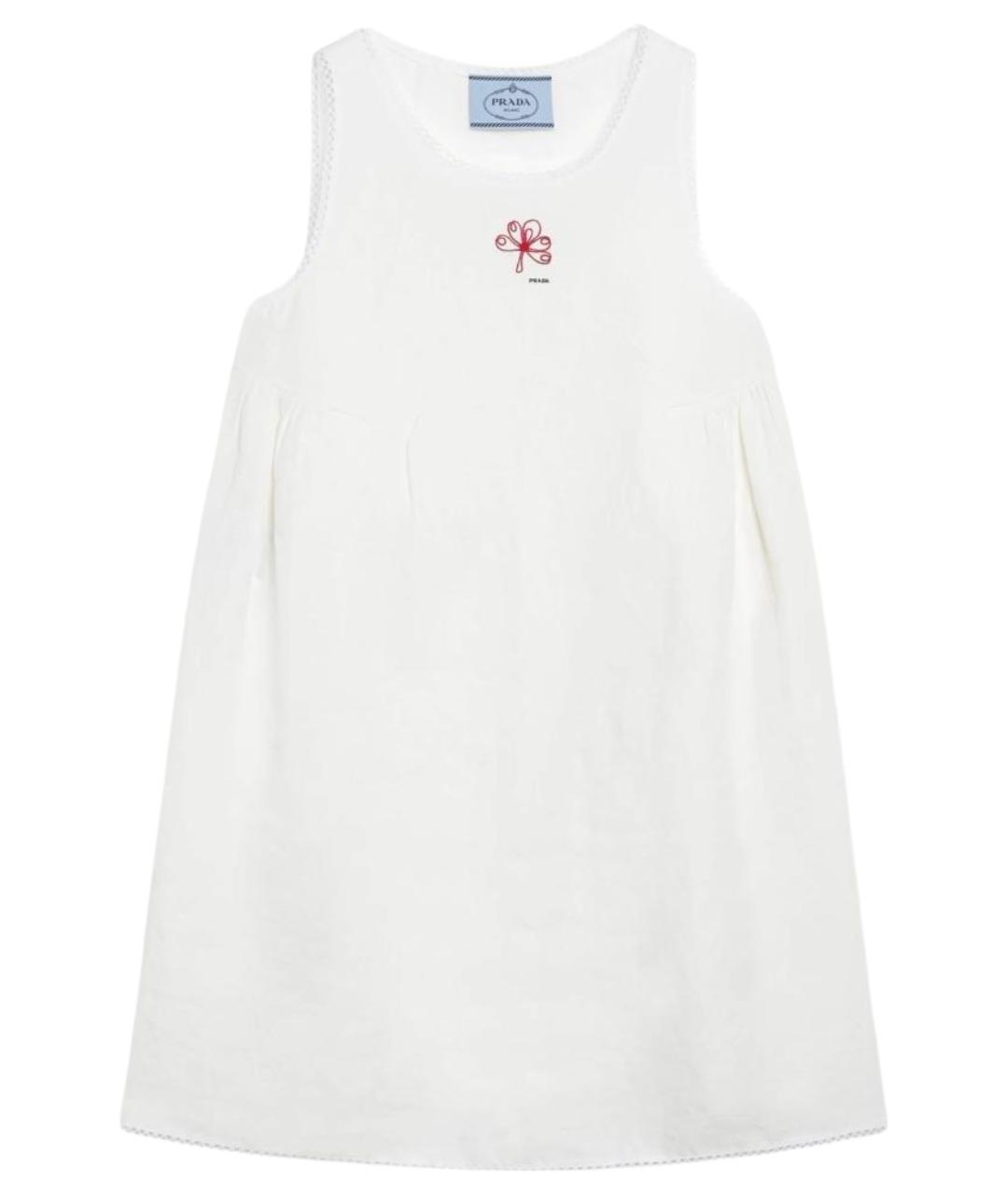 PRADA Белое льняное повседневное платье, фото 1