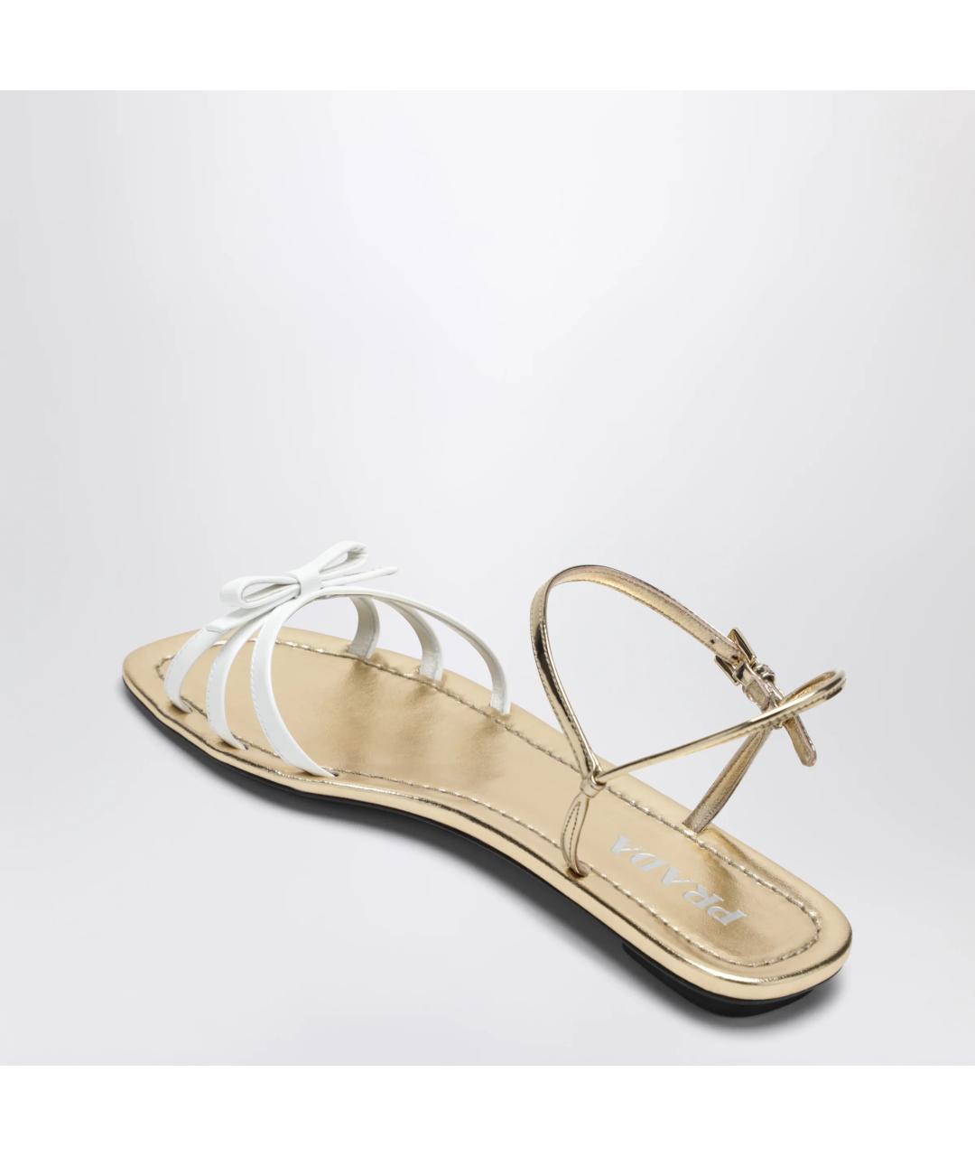 PRADA Золотые кожаные сандалии, фото 2