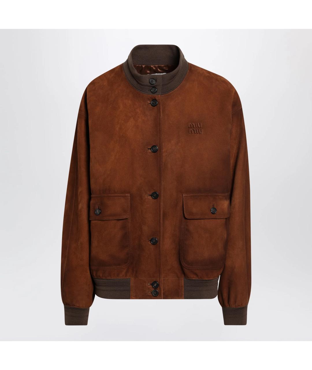 MIU MIU Коричневая замшевая куртка, фото 3