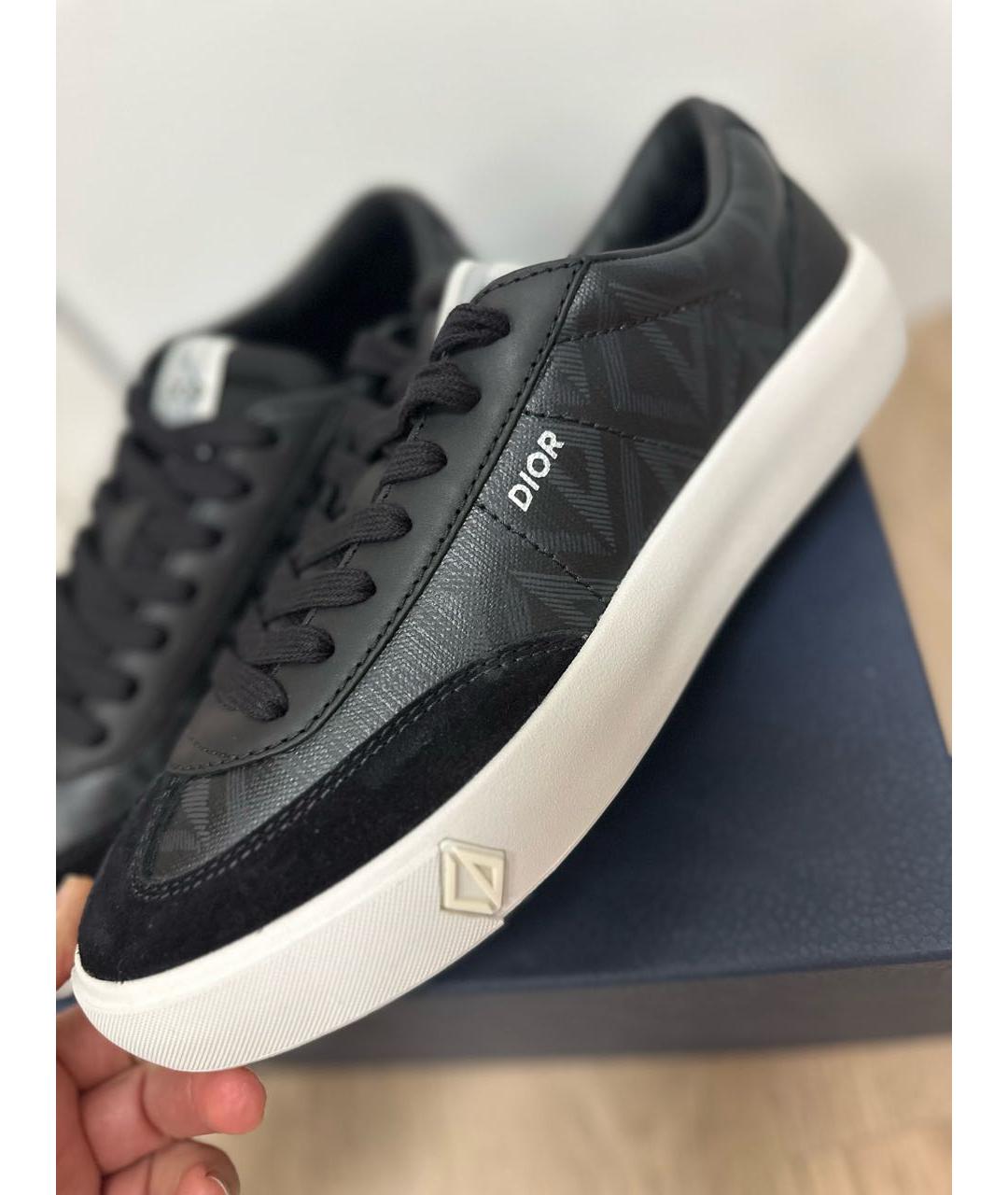 CHRISTIAN DIOR Черные кожаные низкие кроссовки / кеды, фото 7