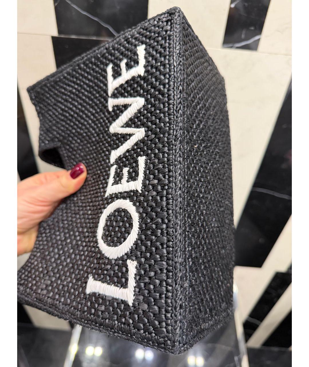 LOEWE Черная пелетеная пляжная сумка, фото 2