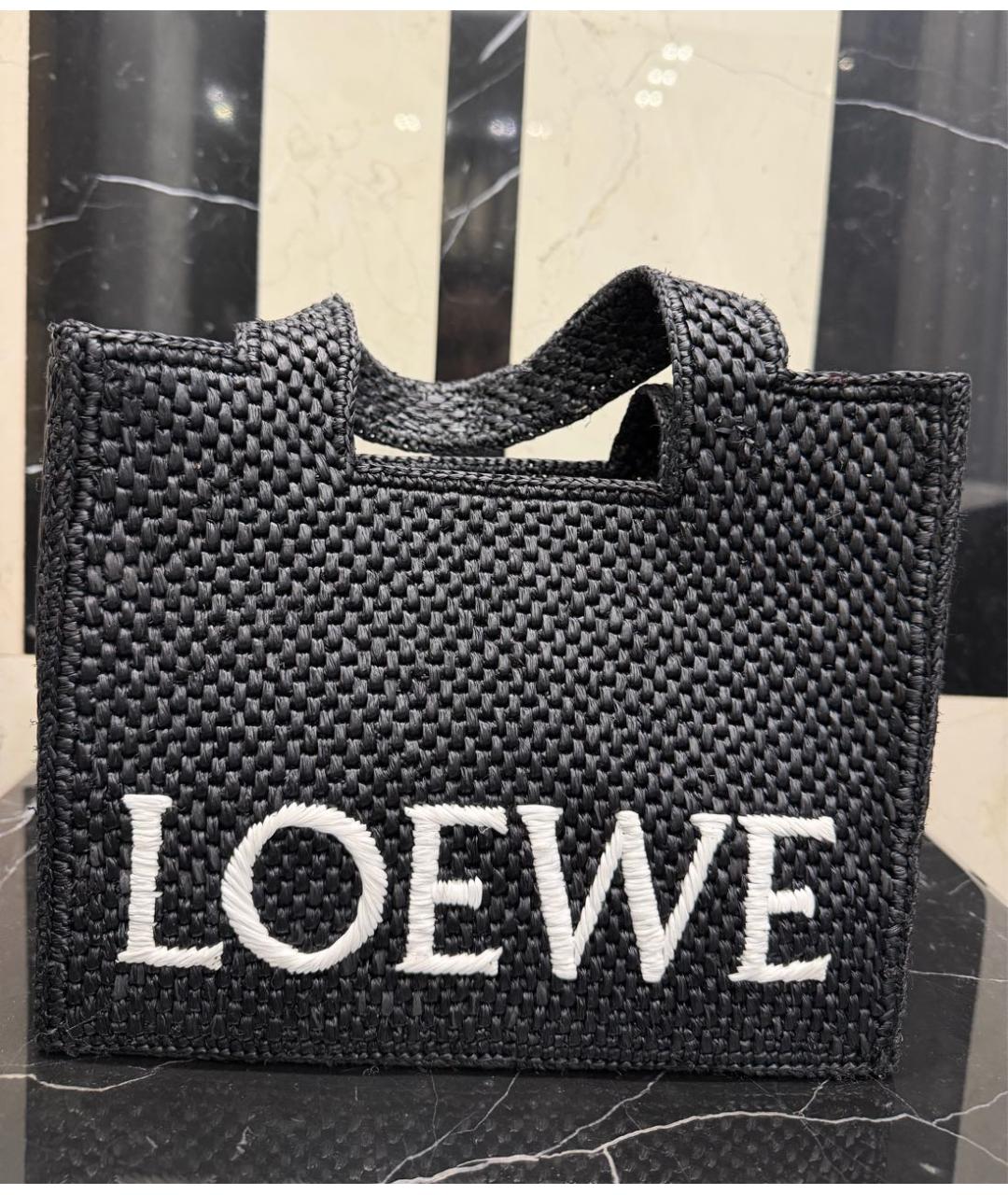 LOEWE Черная пелетеная пляжная сумка, фото 4