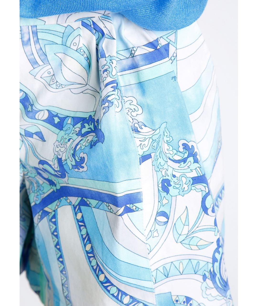 EMILIO PUCCI Голубые хлопко-эластановые шорты, фото 4