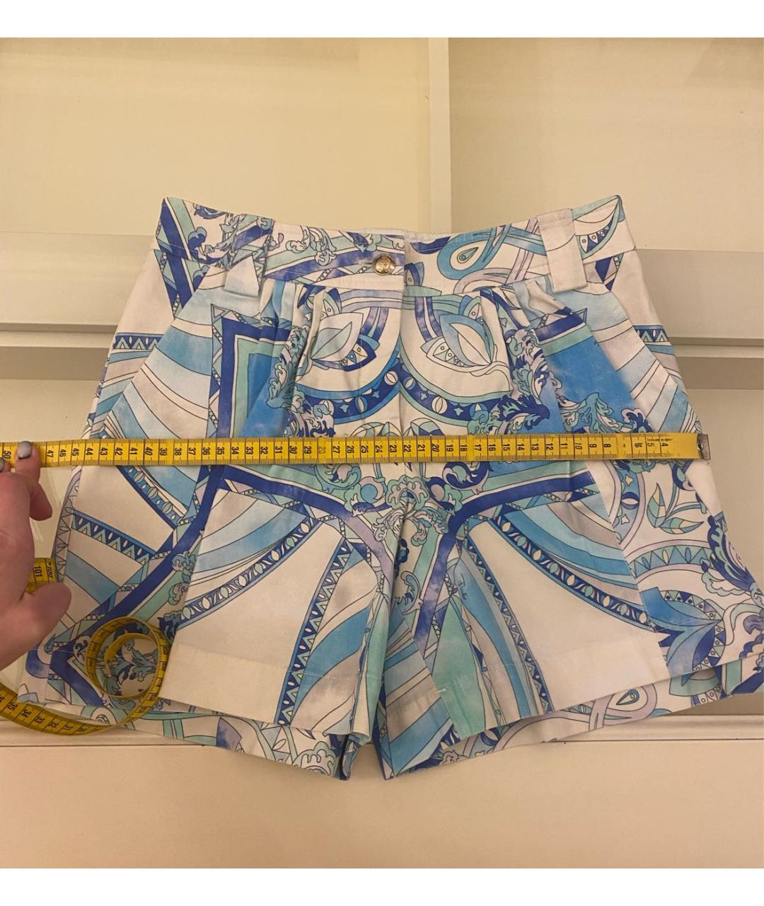 EMILIO PUCCI Голубые хлопко-эластановые шорты, фото 8