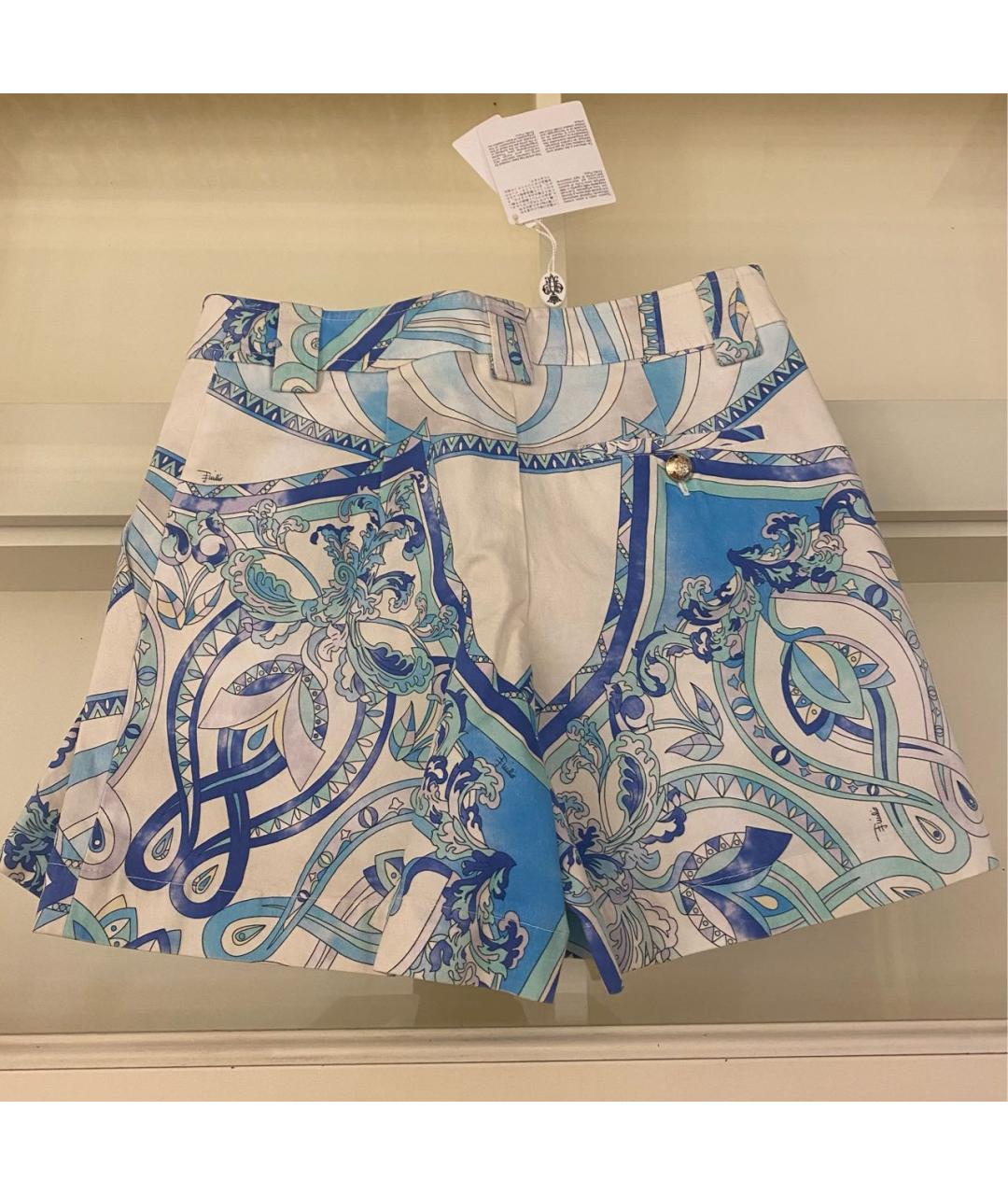 EMILIO PUCCI Голубые хлопко-эластановые шорты, фото 6