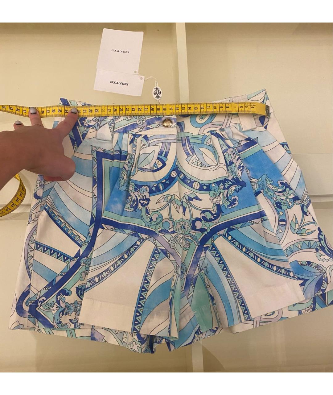EMILIO PUCCI Голубые хлопко-эластановые шорты, фото 5