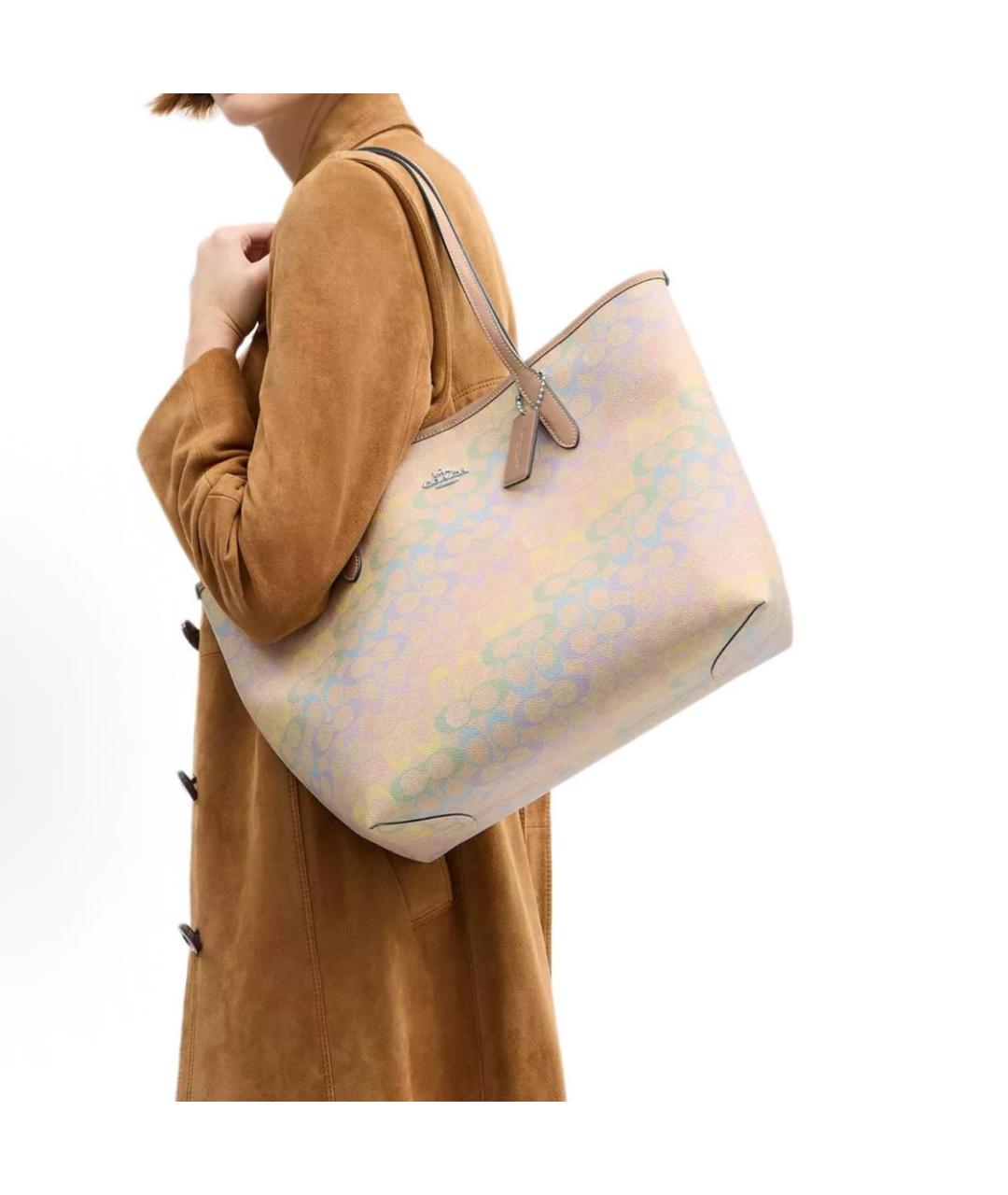 COACH Бежевая сумка тоут, фото 4