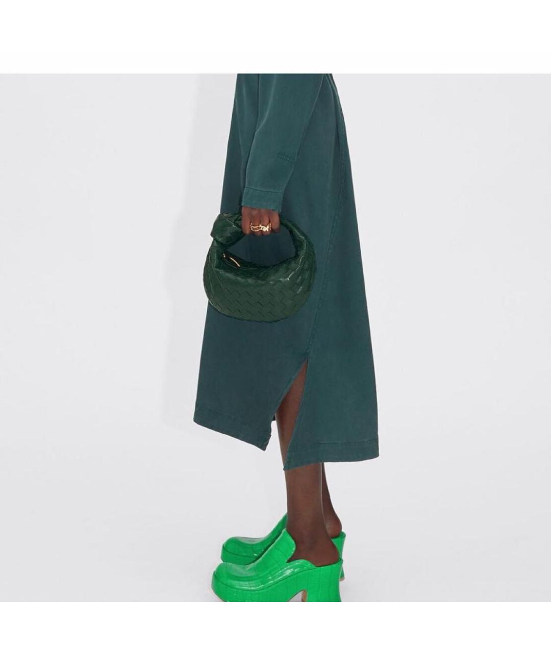 BOTTEGA VENETA Зеленая кожаная сумка с короткими ручками, фото 6