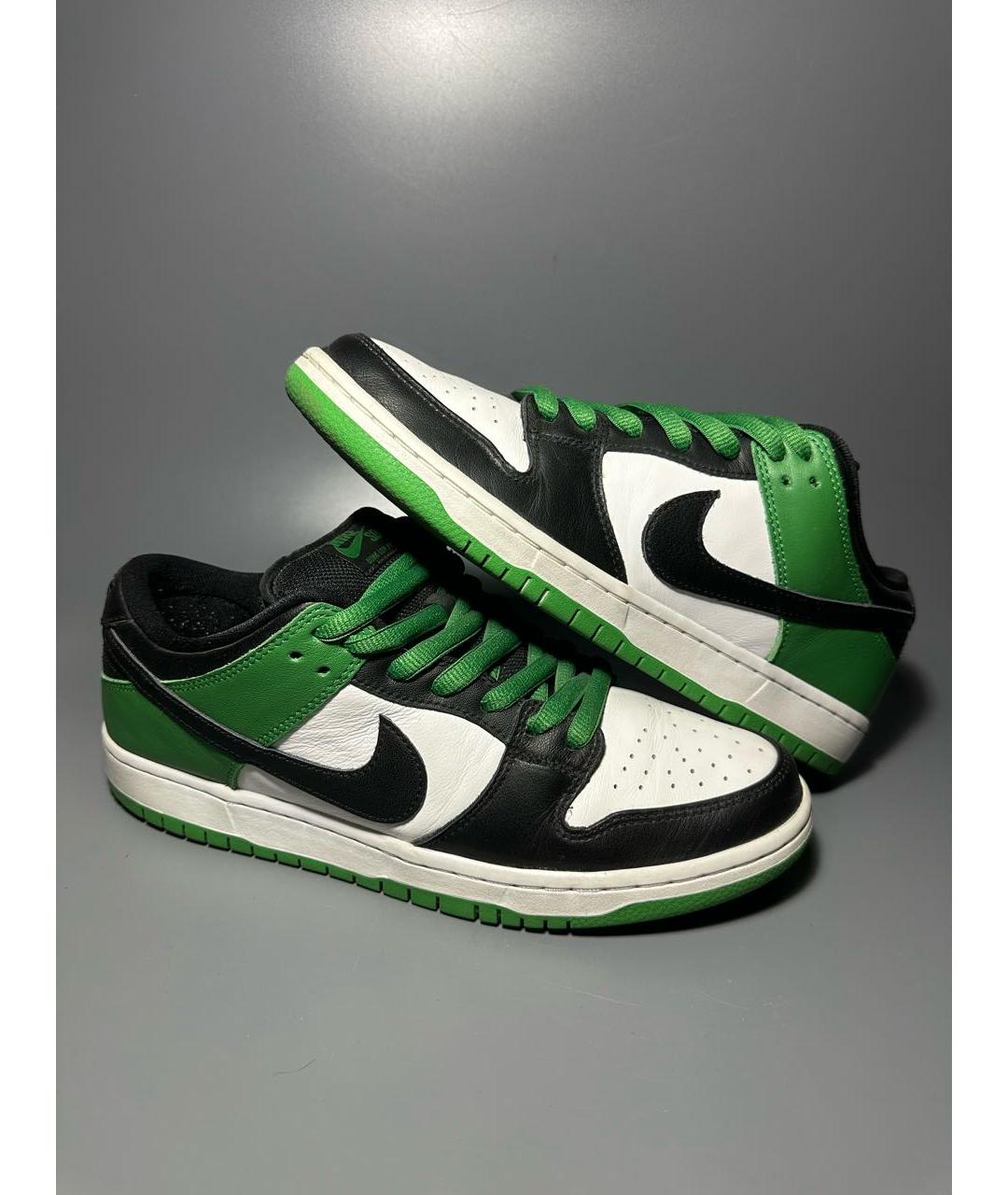 NIKE Зеленые кожаные низкие кроссовки / кеды, фото 5