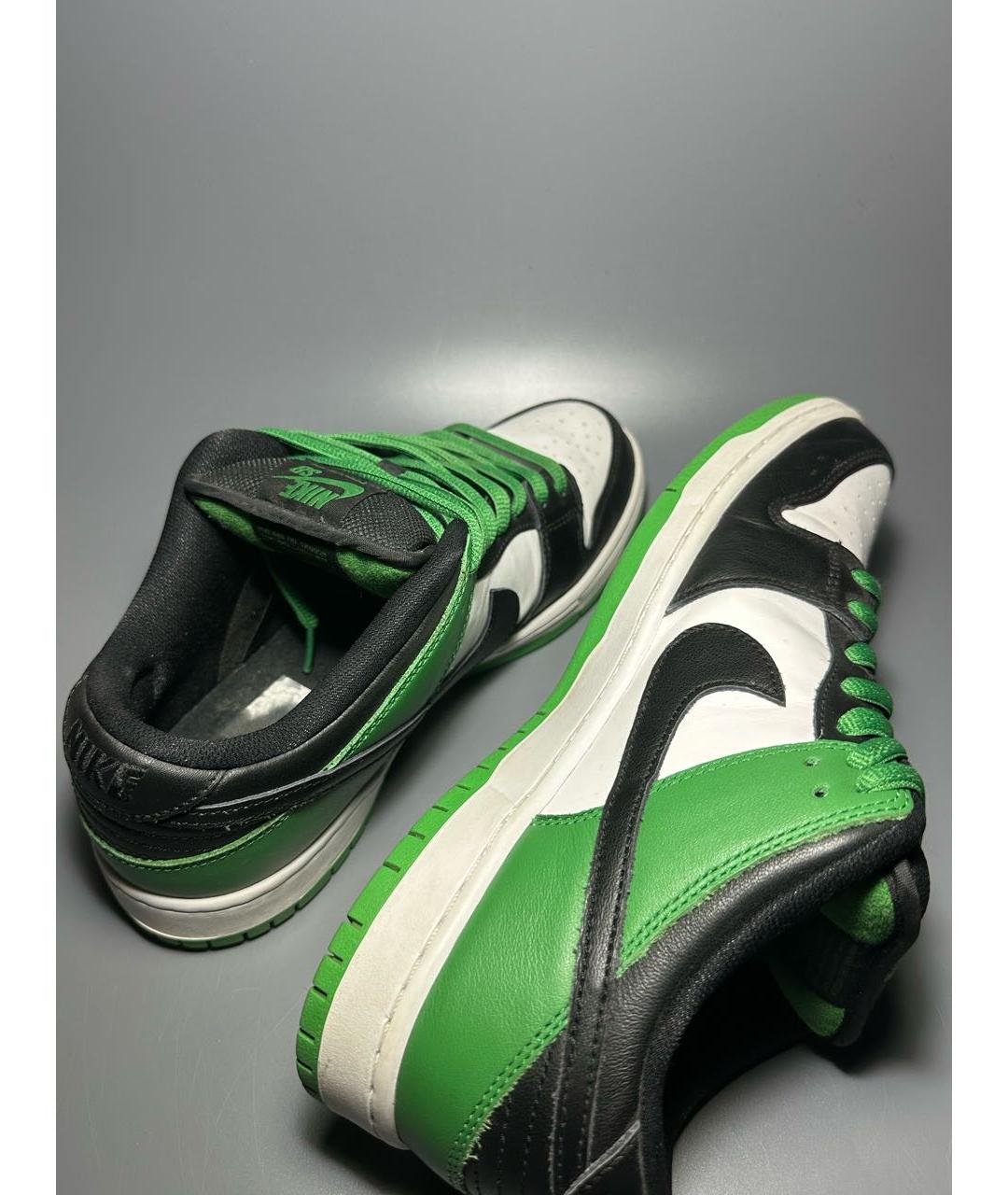 NIKE Зеленые кожаные низкие кроссовки / кеды, фото 6