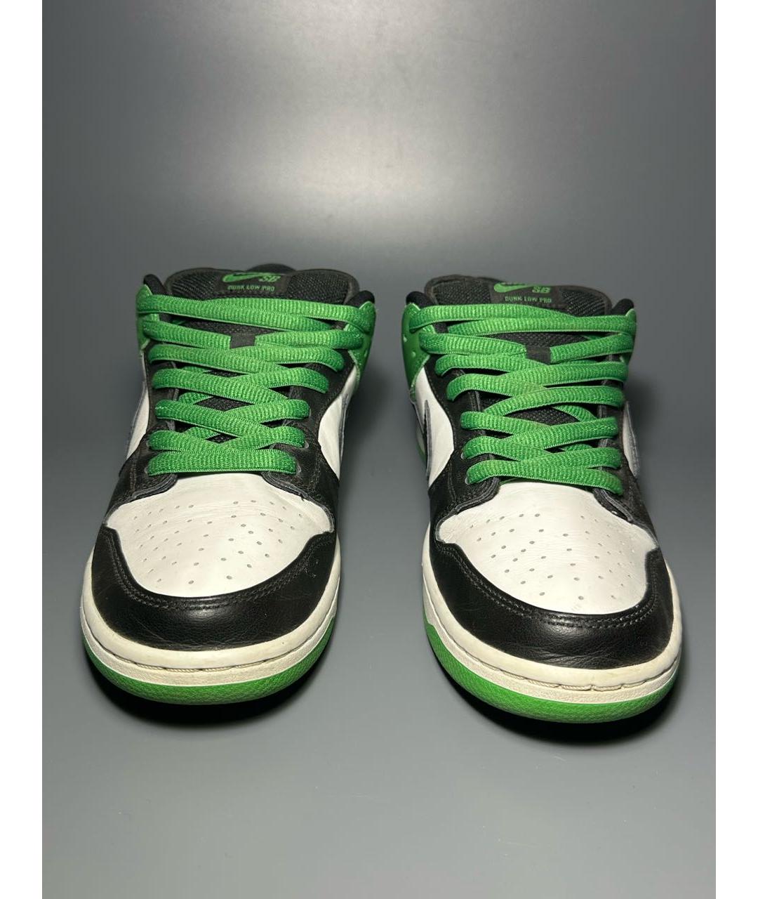 NIKE Зеленые кожаные низкие кроссовки / кеды, фото 2