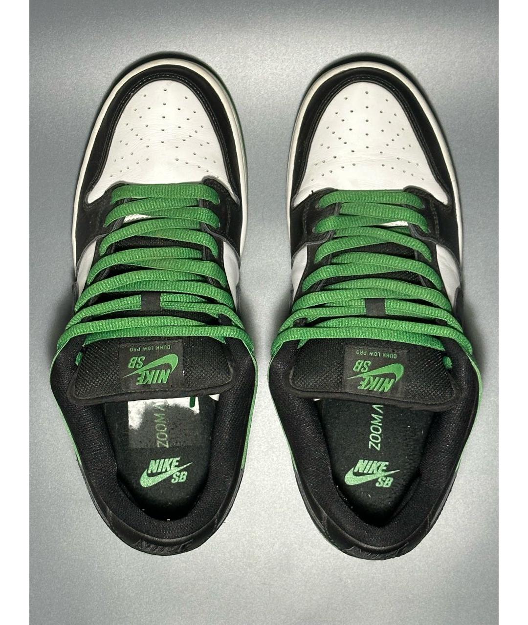 NIKE Зеленые кожаные низкие кроссовки / кеды, фото 3