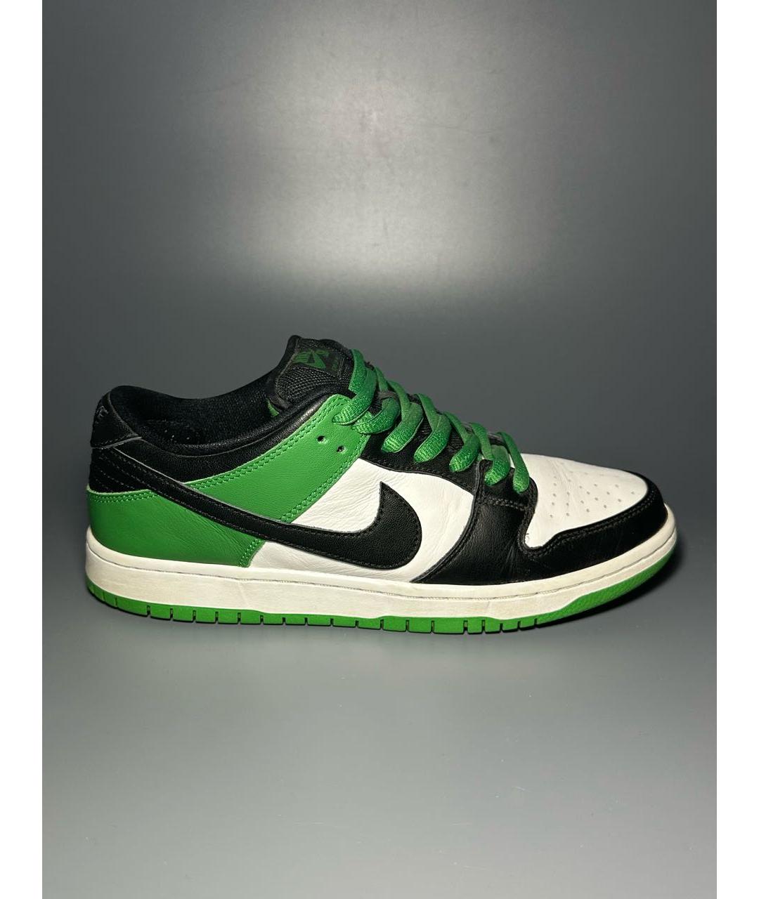 NIKE Зеленые кожаные низкие кроссовки / кеды, фото 9