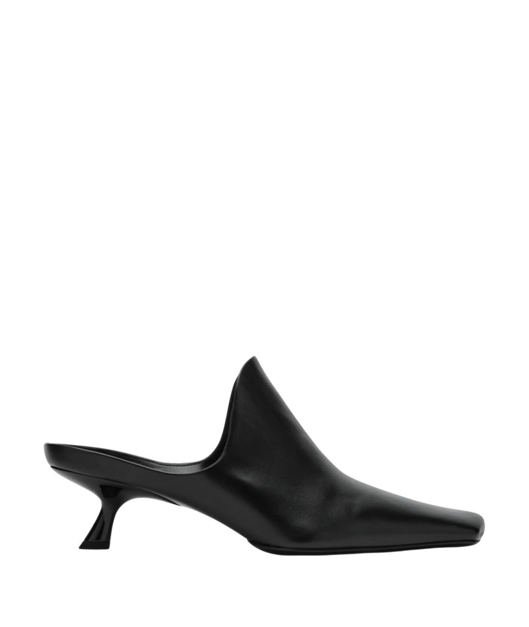 LOEWE Черные кожаные мюли, фото 1