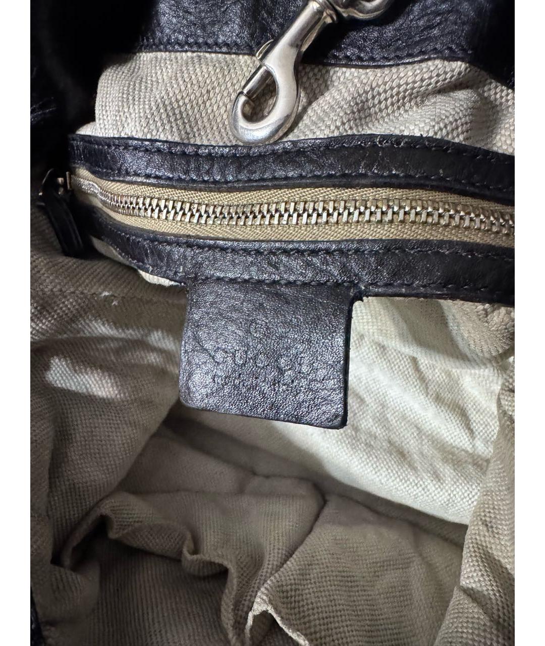 GUCCI Черная кожаная сумка тоут, фото 7