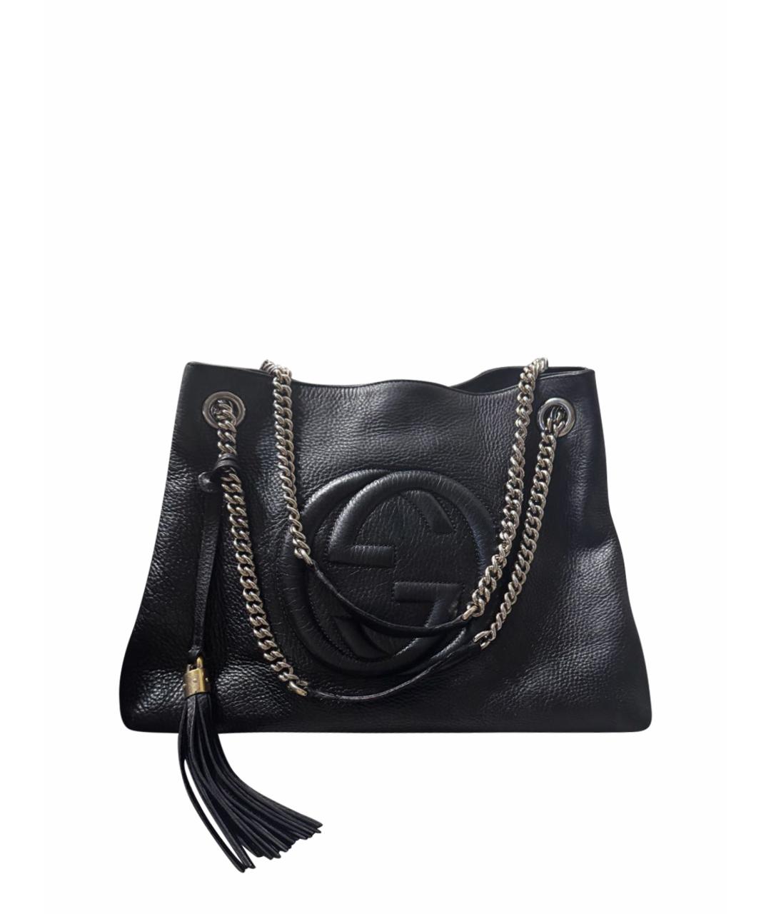 GUCCI Черная кожаная сумка тоут, фото 1