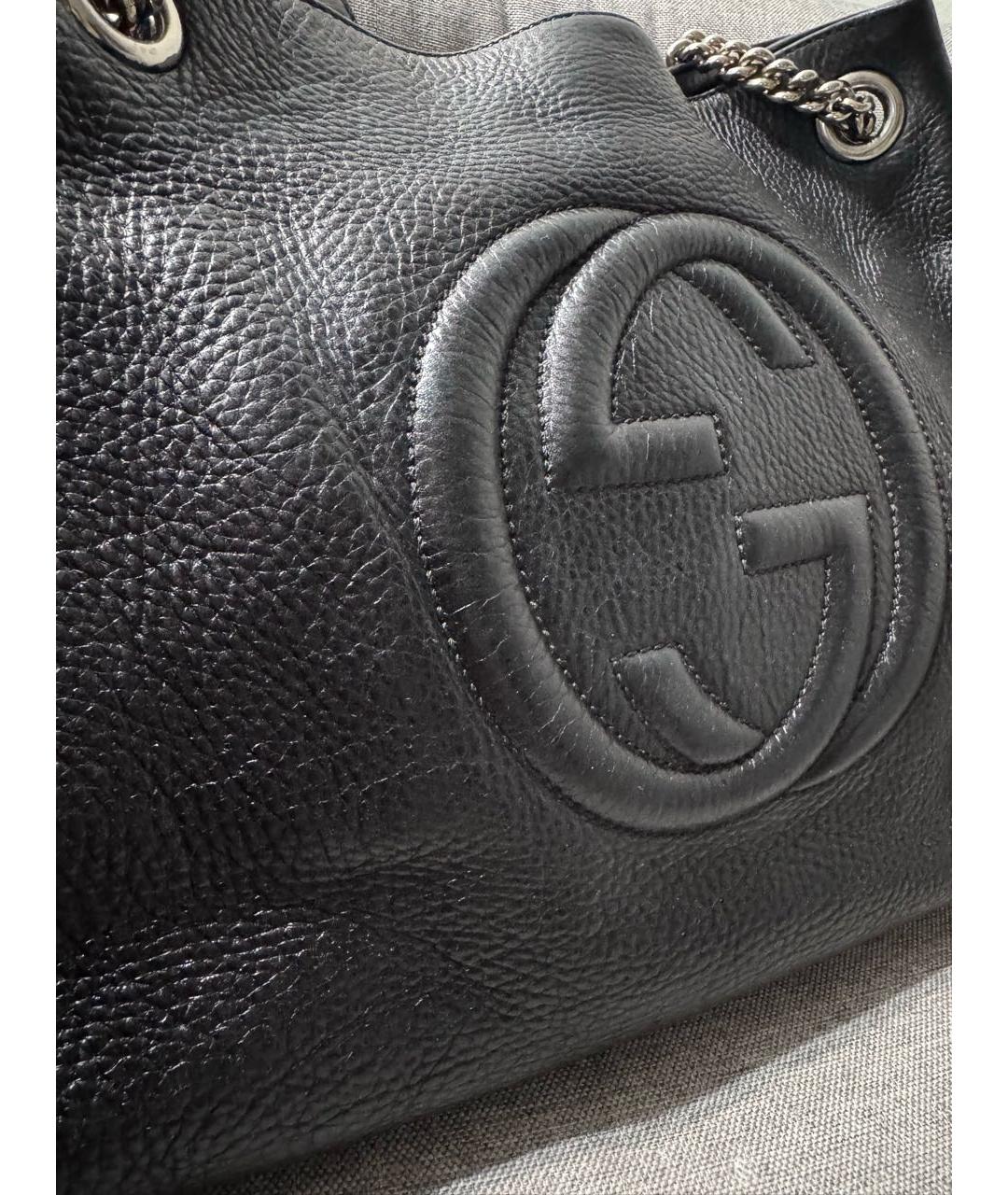 GUCCI Черная кожаная сумка тоут, фото 6