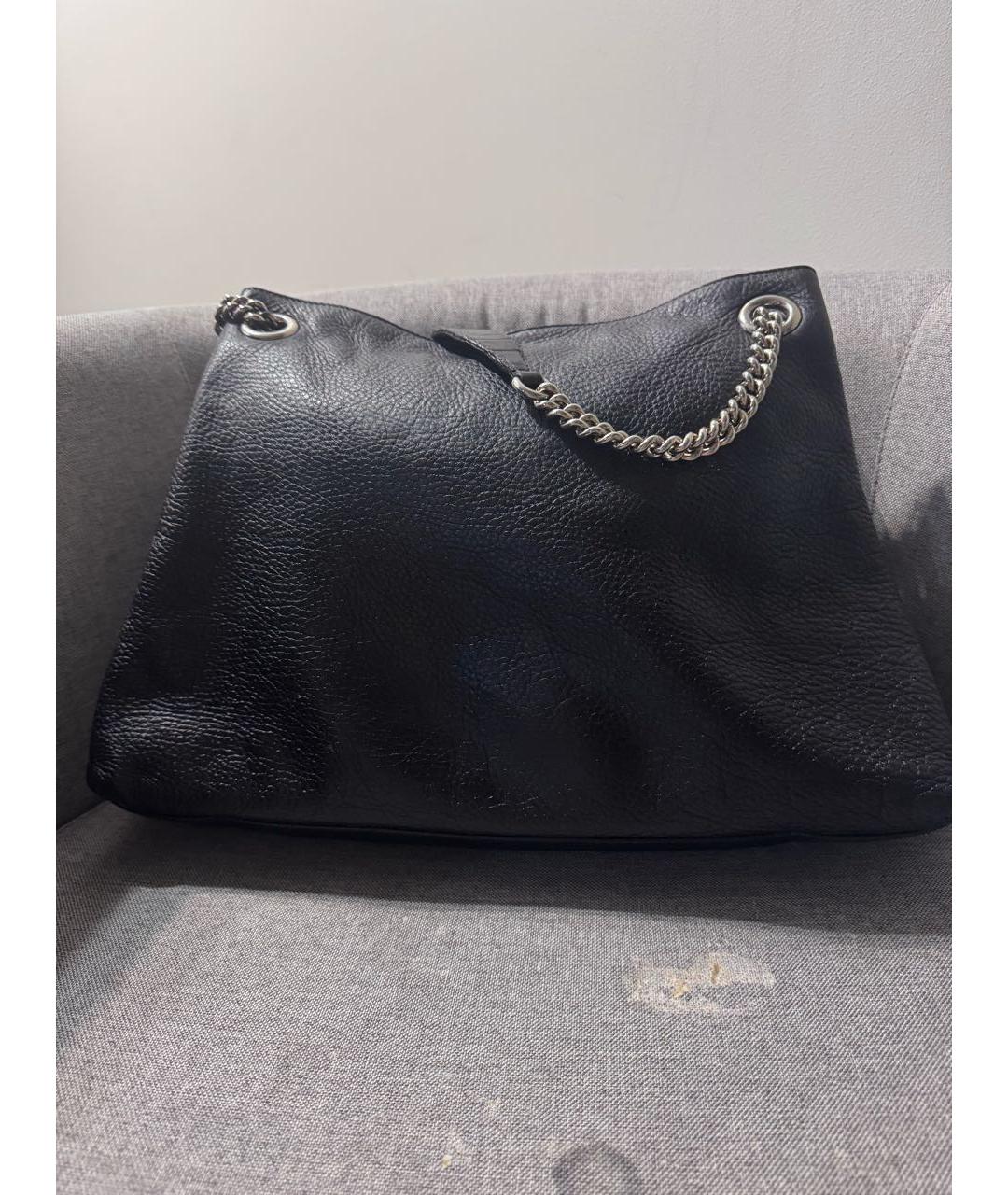 GUCCI Черная кожаная сумка тоут, фото 3