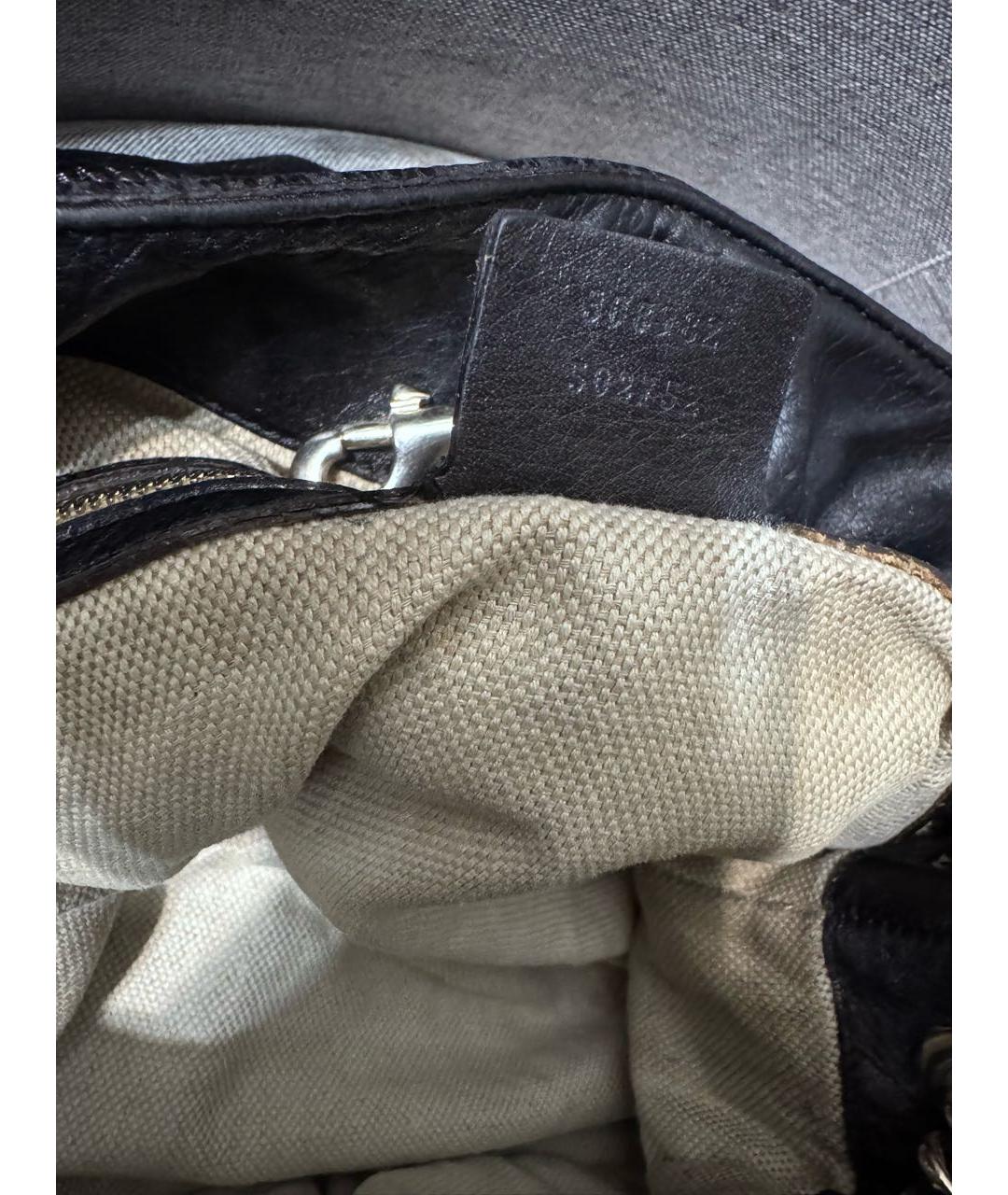 GUCCI Черная кожаная сумка тоут, фото 8