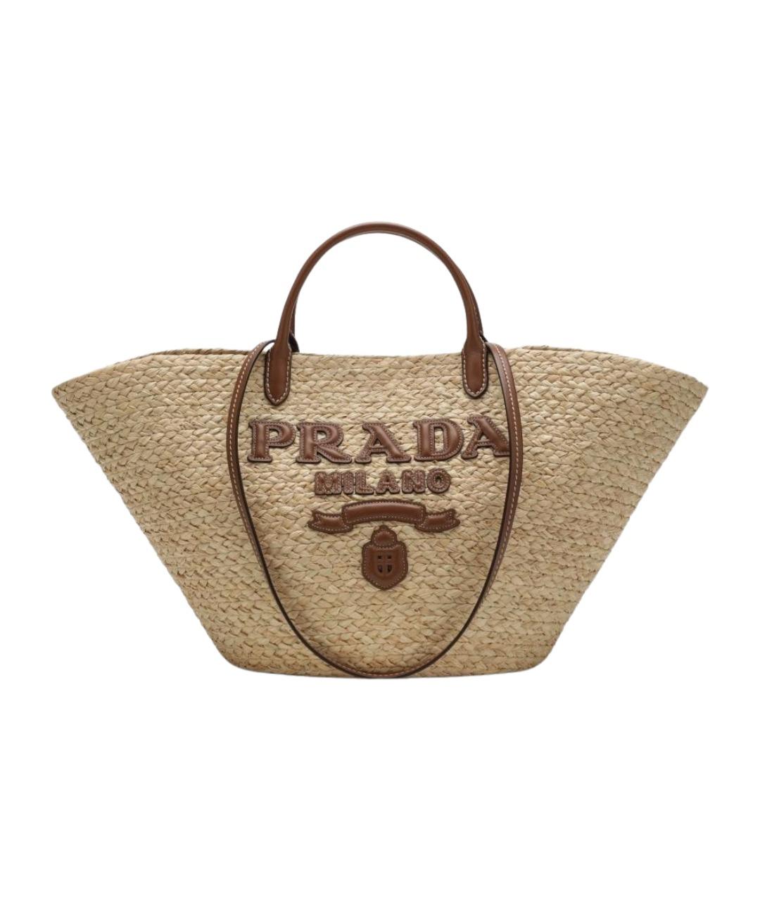 PRADA Бежевая пелетеная сумка тоут, фото 1