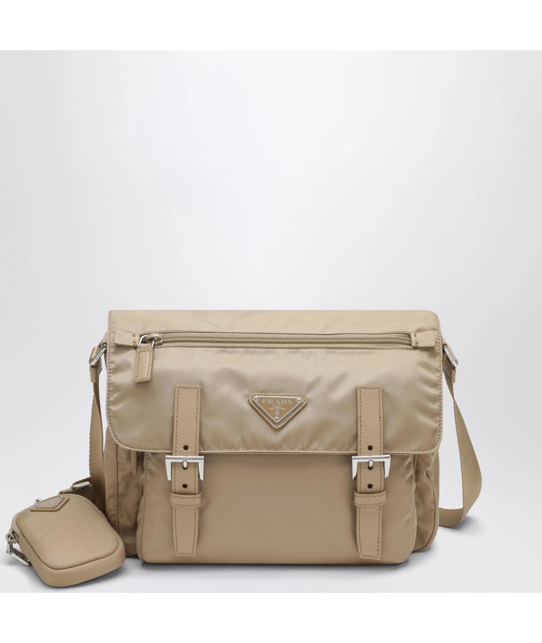 PRADA Бежевая тканевая сумка через плечо, фото 3