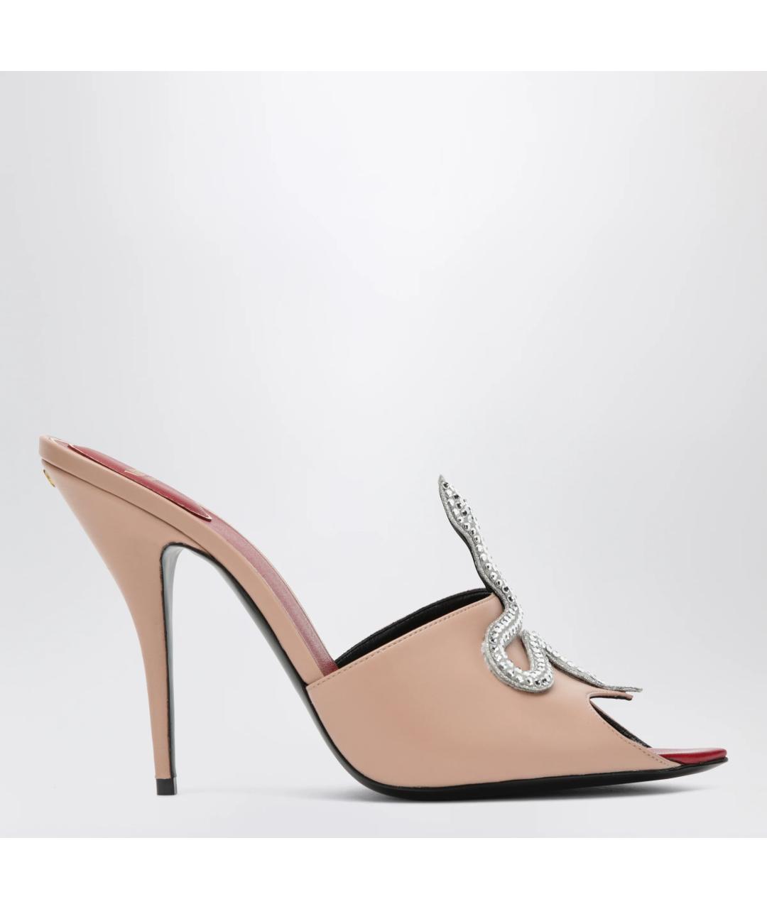 VALENTINO Розовые кожаные мюли, фото 3