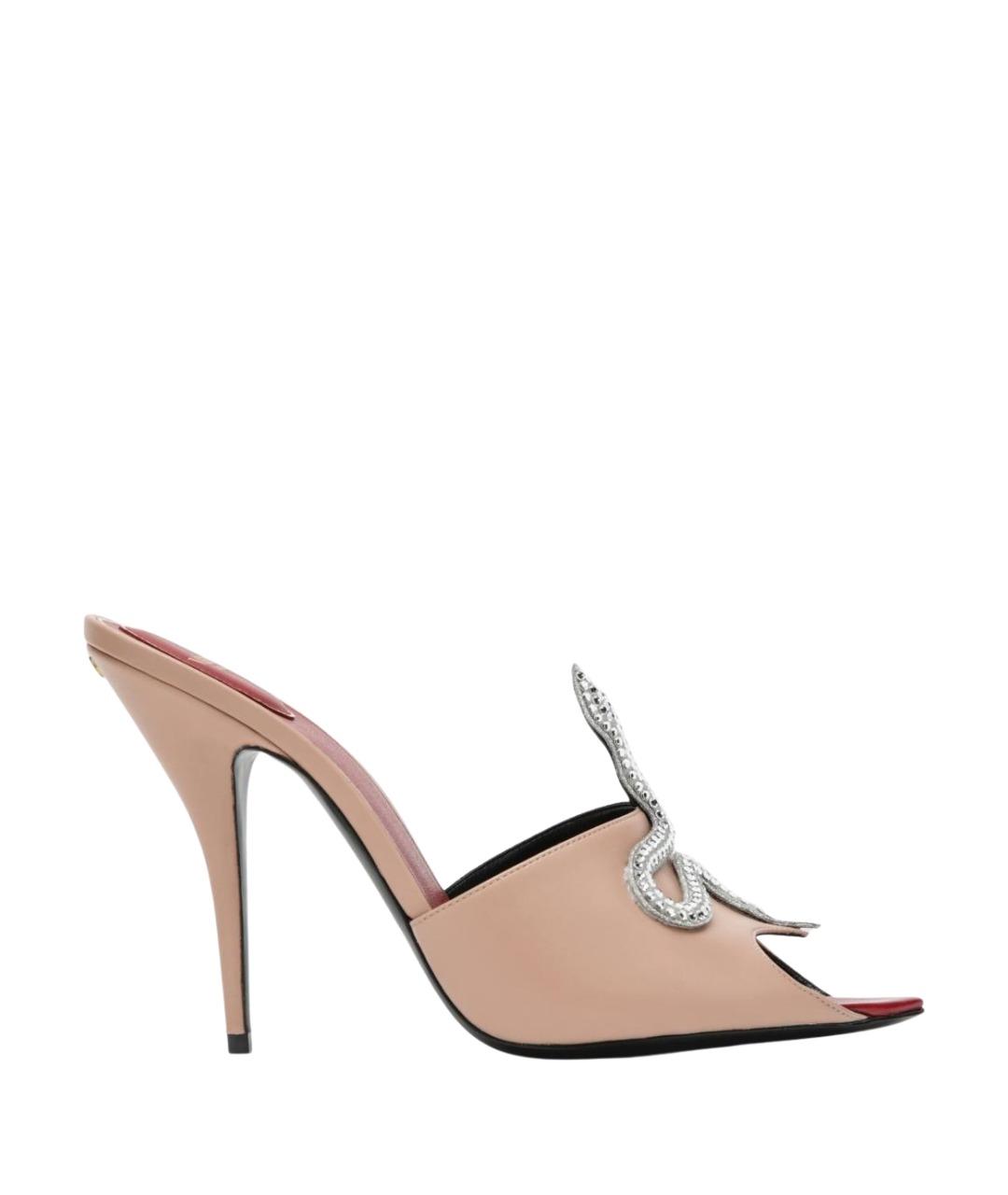 VALENTINO Розовые кожаные мюли, фото 1