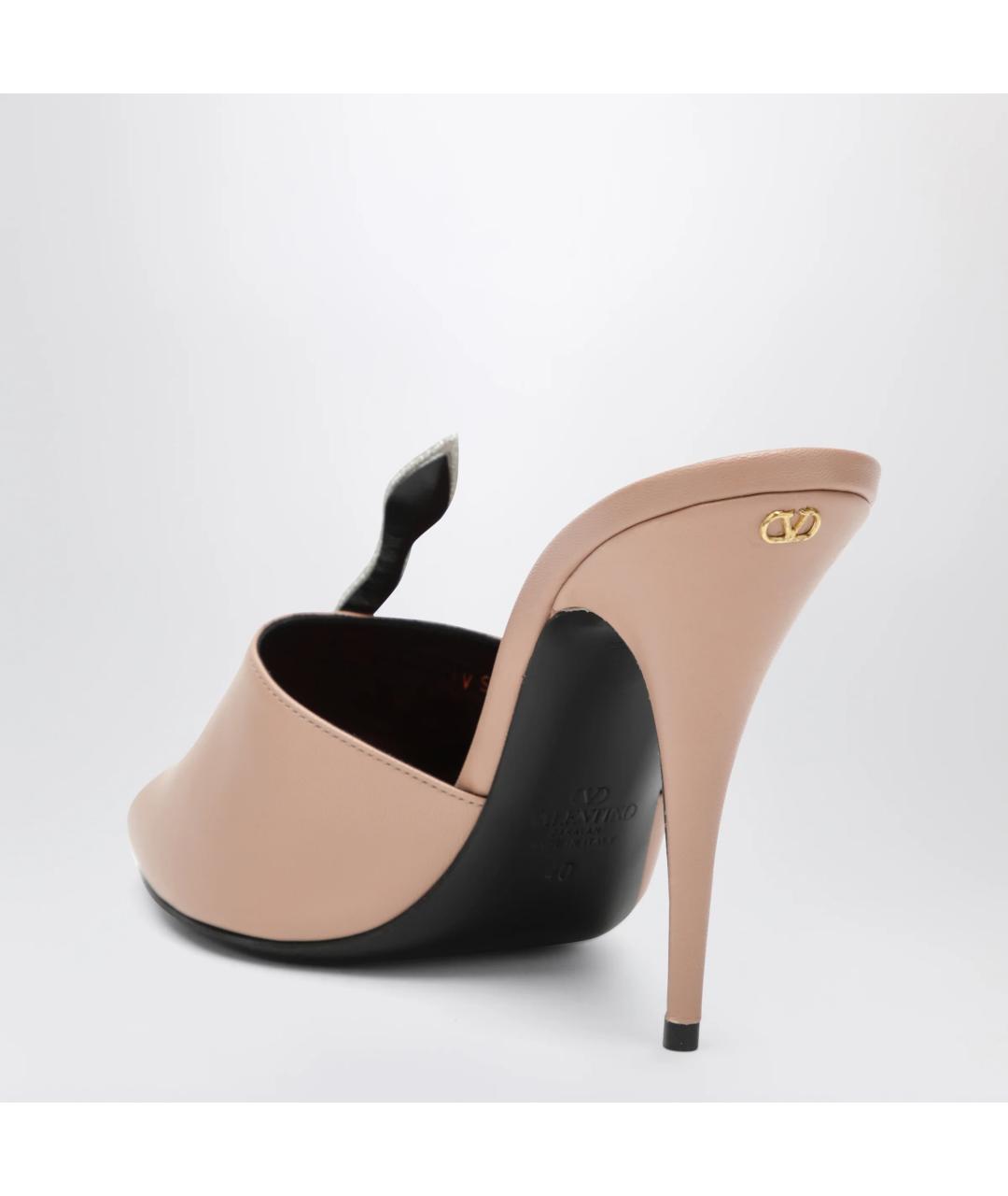 VALENTINO Розовые кожаные мюли, фото 2