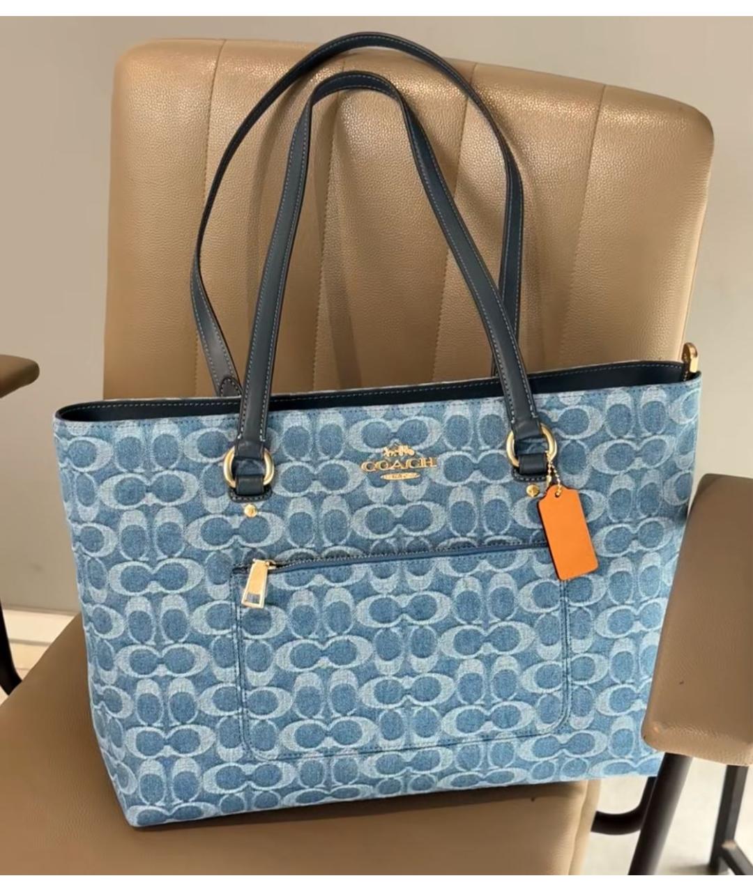 COACH Синяя деним сумка тоут, фото 8