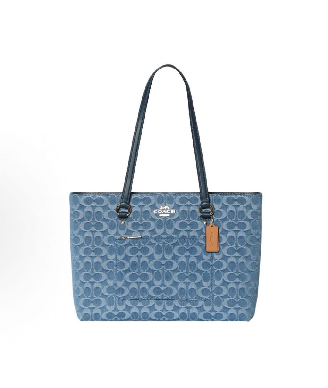 COACH Синяя деним сумка тоут, фото 9