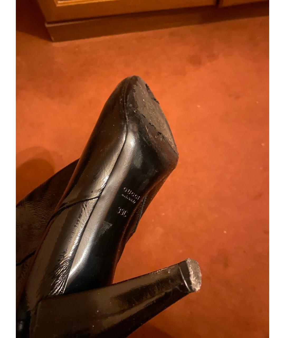 GUCCI Черные сапоги из лакированной кожи, фото 5