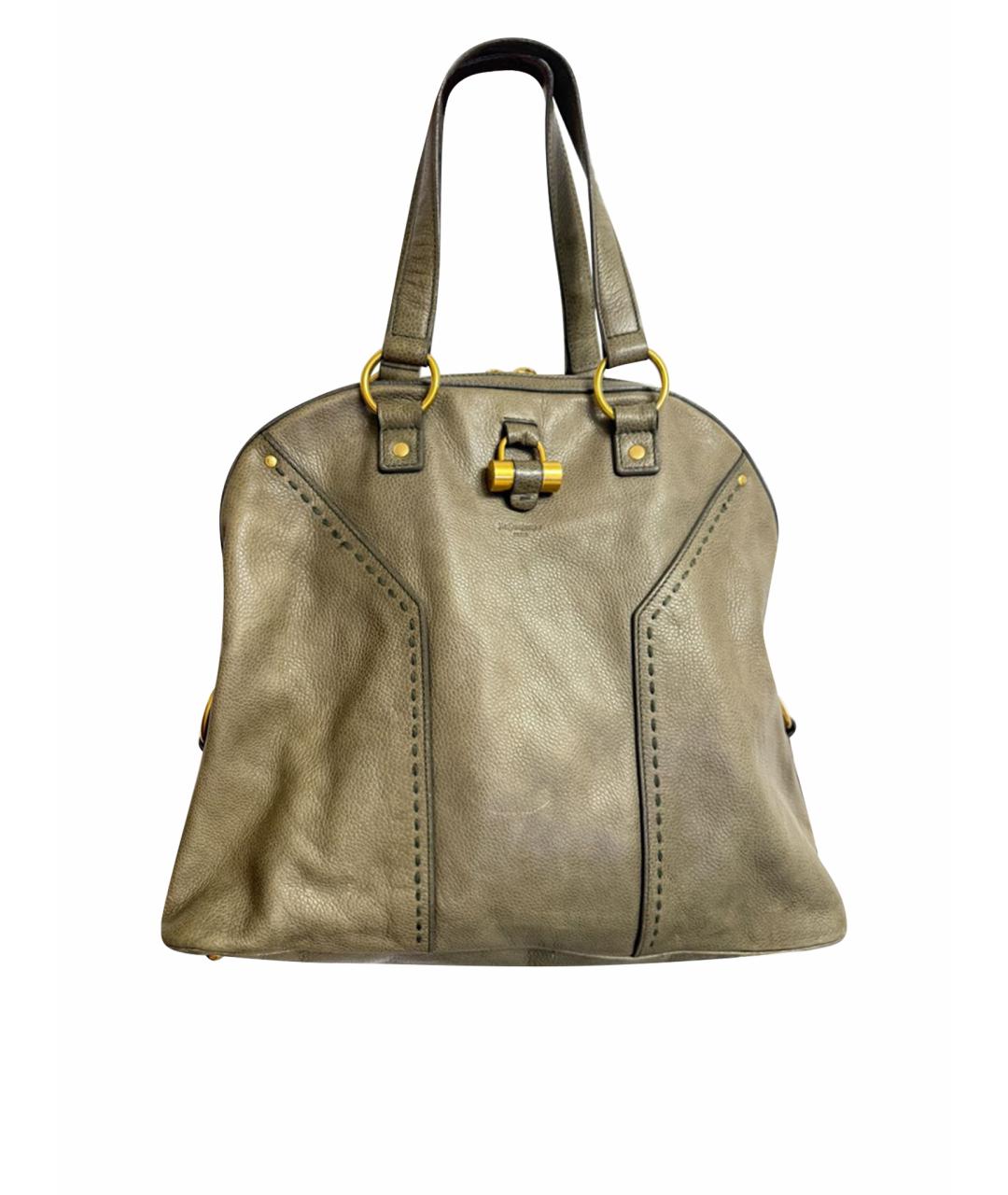 SAINT LAURENT Бежевая кожаная сумка с короткими ручками, фото 1