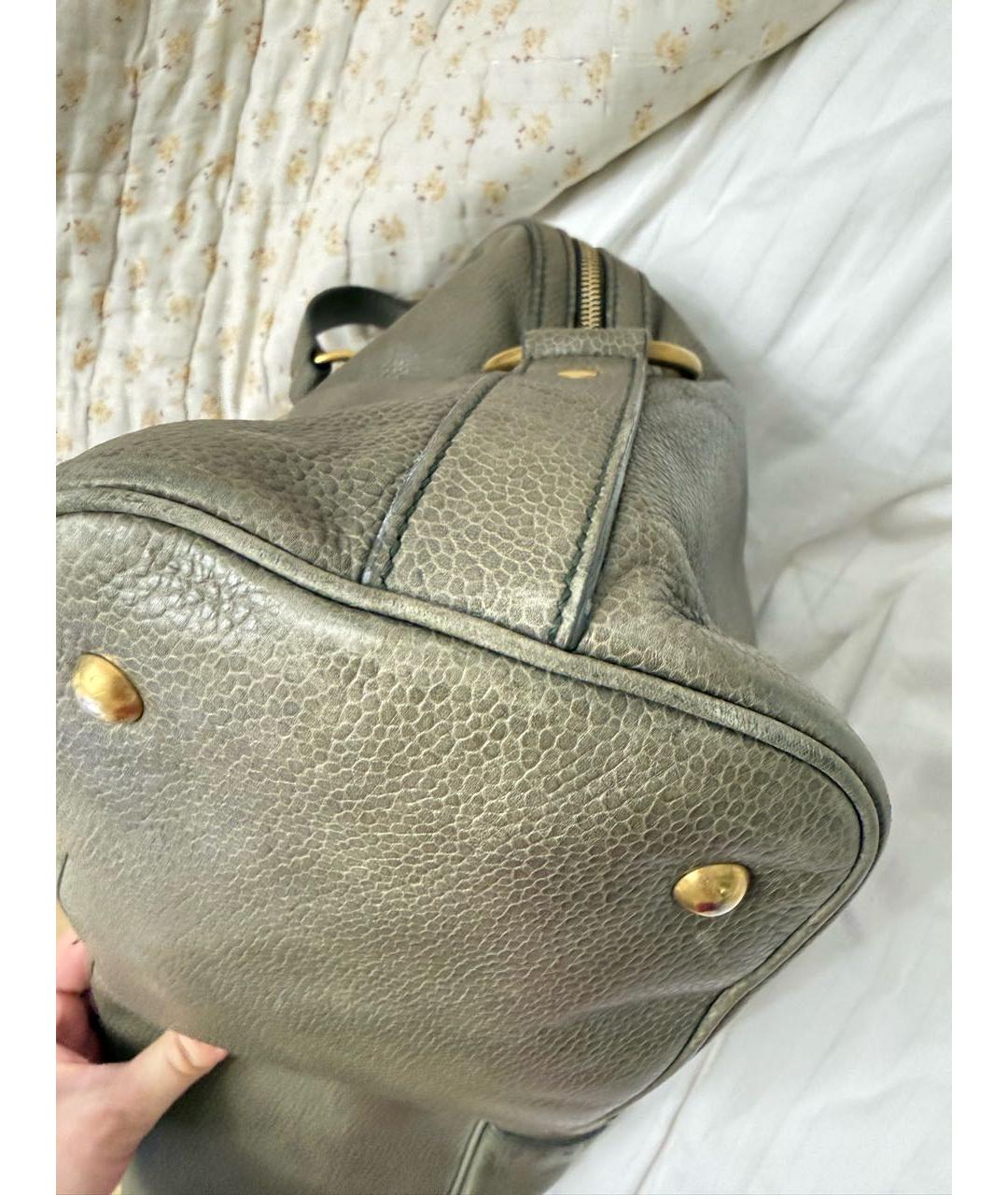 SAINT LAURENT Бежевая кожаная сумка с короткими ручками, фото 3