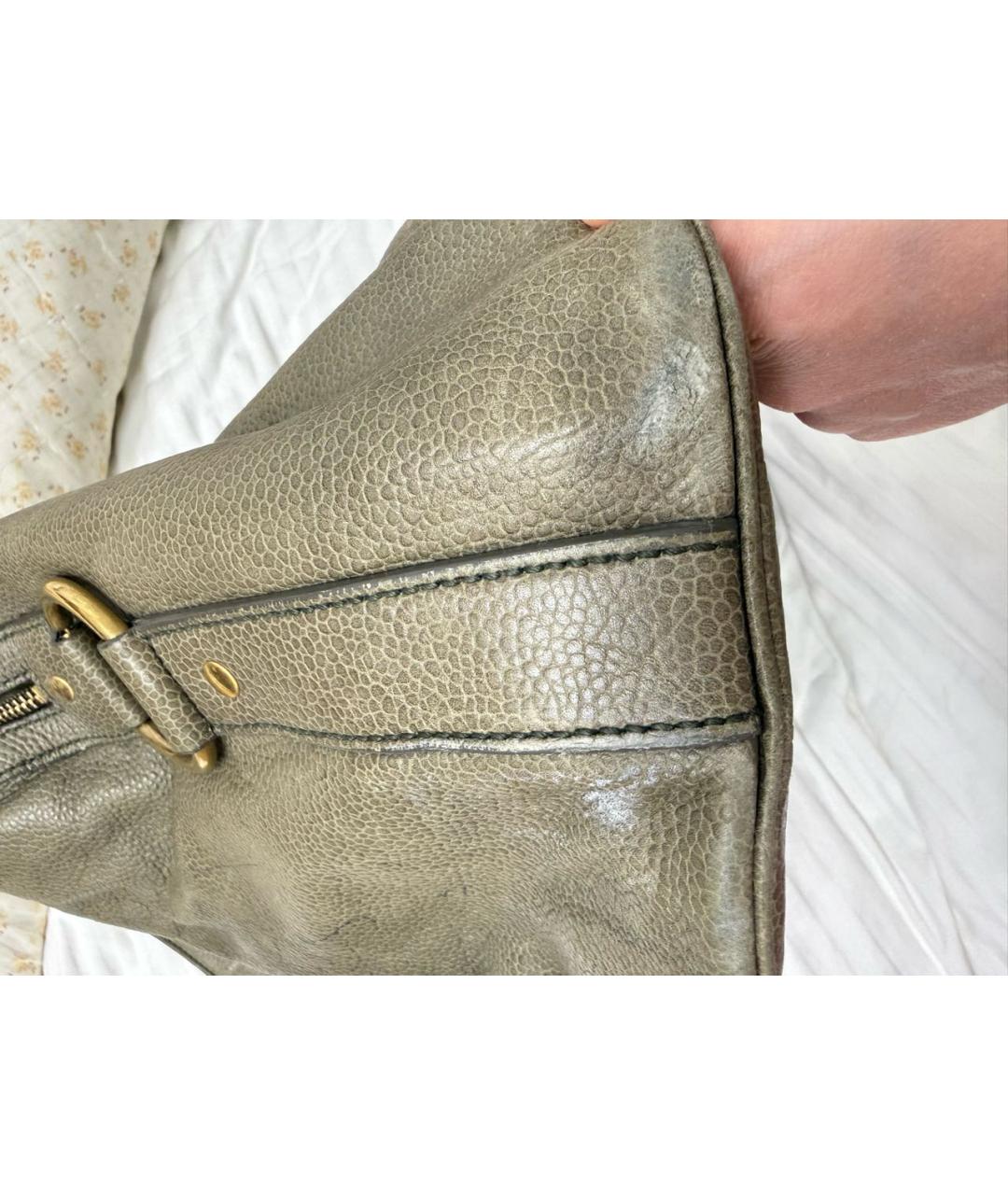 SAINT LAURENT Бежевая кожаная сумка с короткими ручками, фото 6