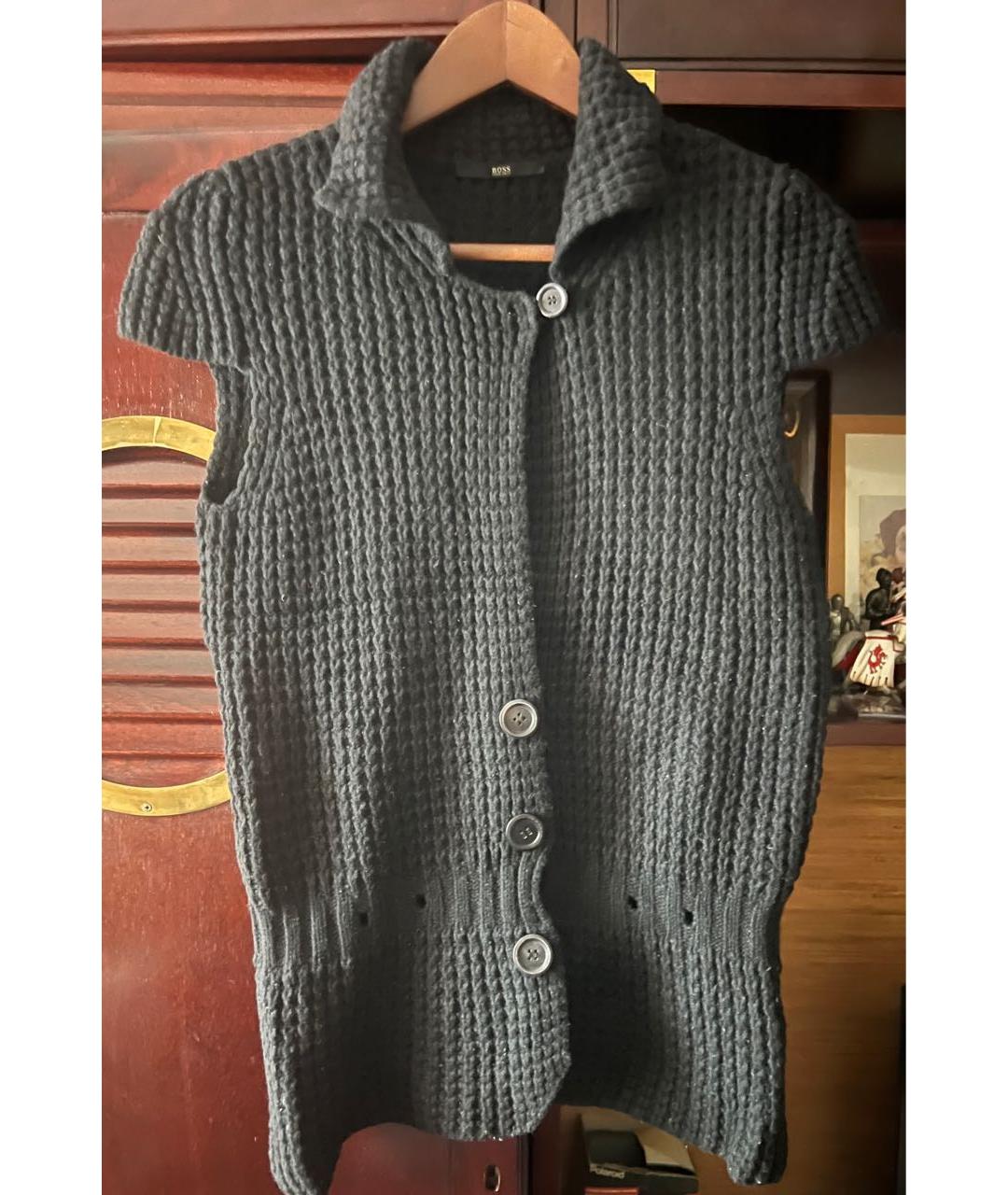 HUGO BOSS Черный шерстяной жилет, фото 7