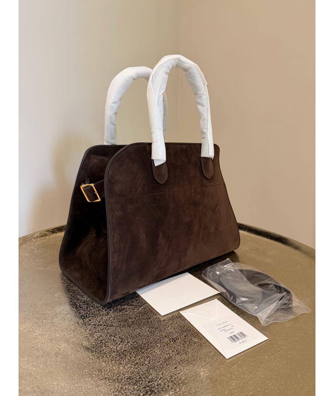 THE ROW Коричневая замшевая сумка с короткими ручками, фото 3
