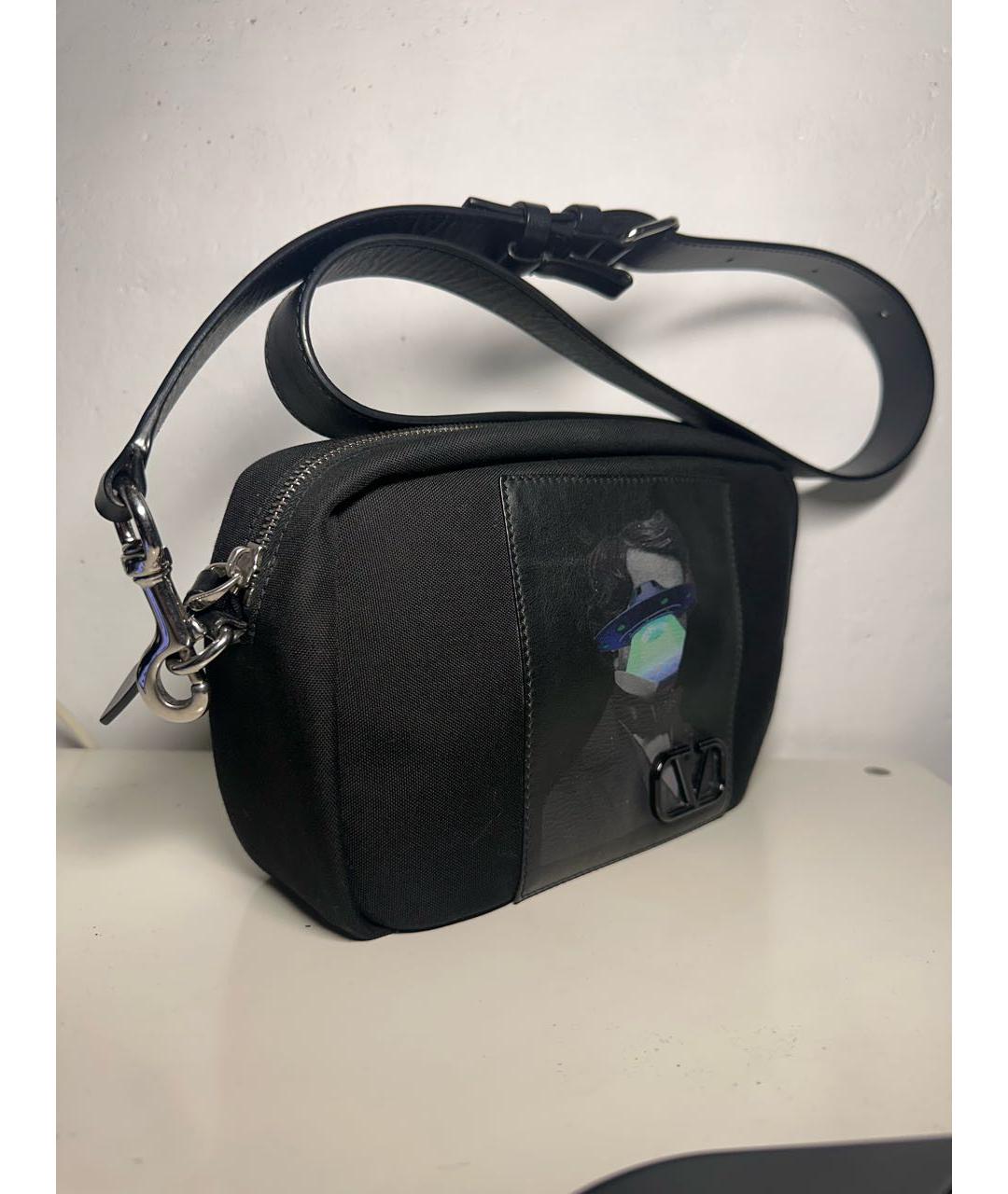 VALENTINO Черная синтетическая сумка на плечо, фото 2