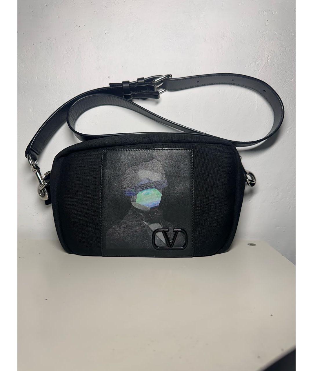 VALENTINO Черная синтетическая сумка на плечо, фото 9