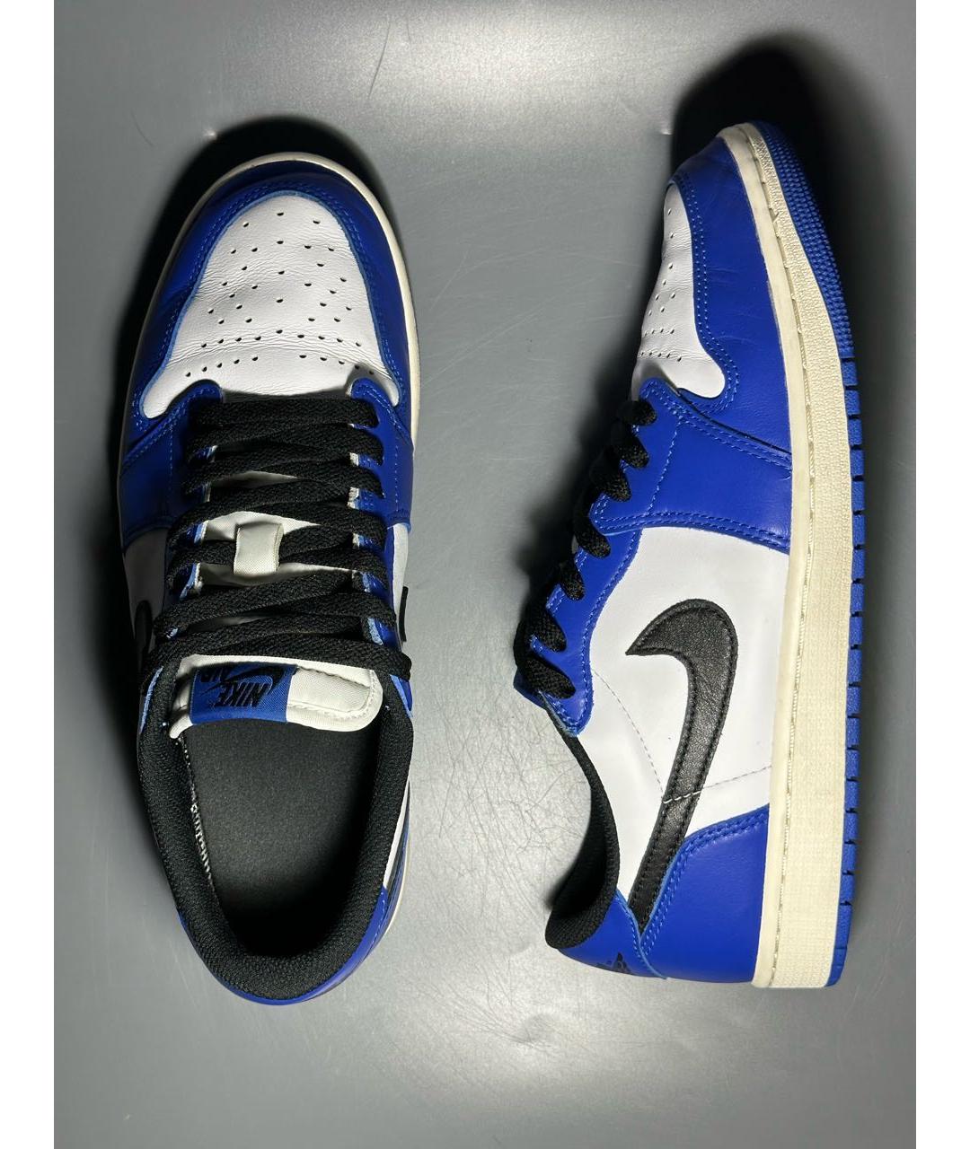 JORDAN Синие кожаные низкие кроссовки / кеды, фото 7